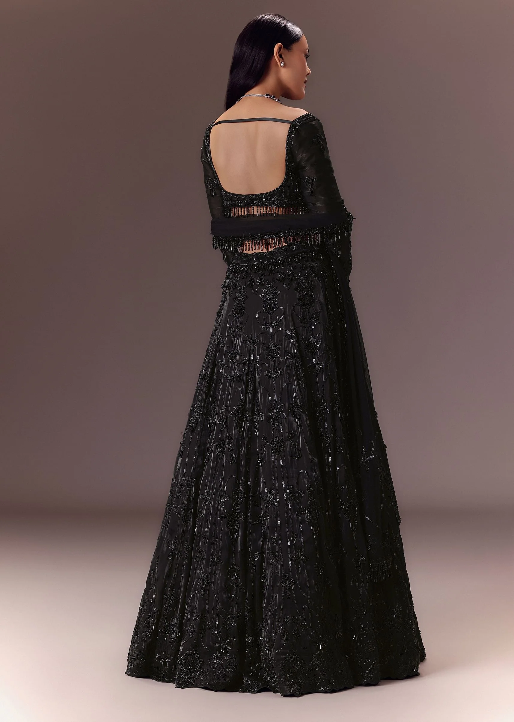 Black Organza Lehenga Set - Image 5