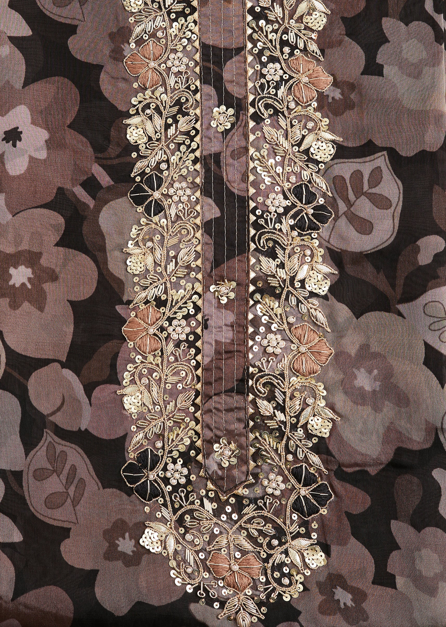 Black Organza Unstitched Suit - Image 4