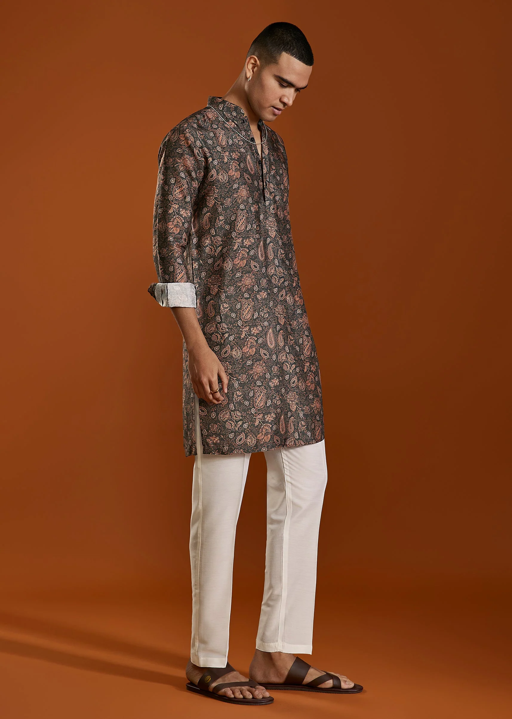 Black Printed Viscose Kurta - Image 3