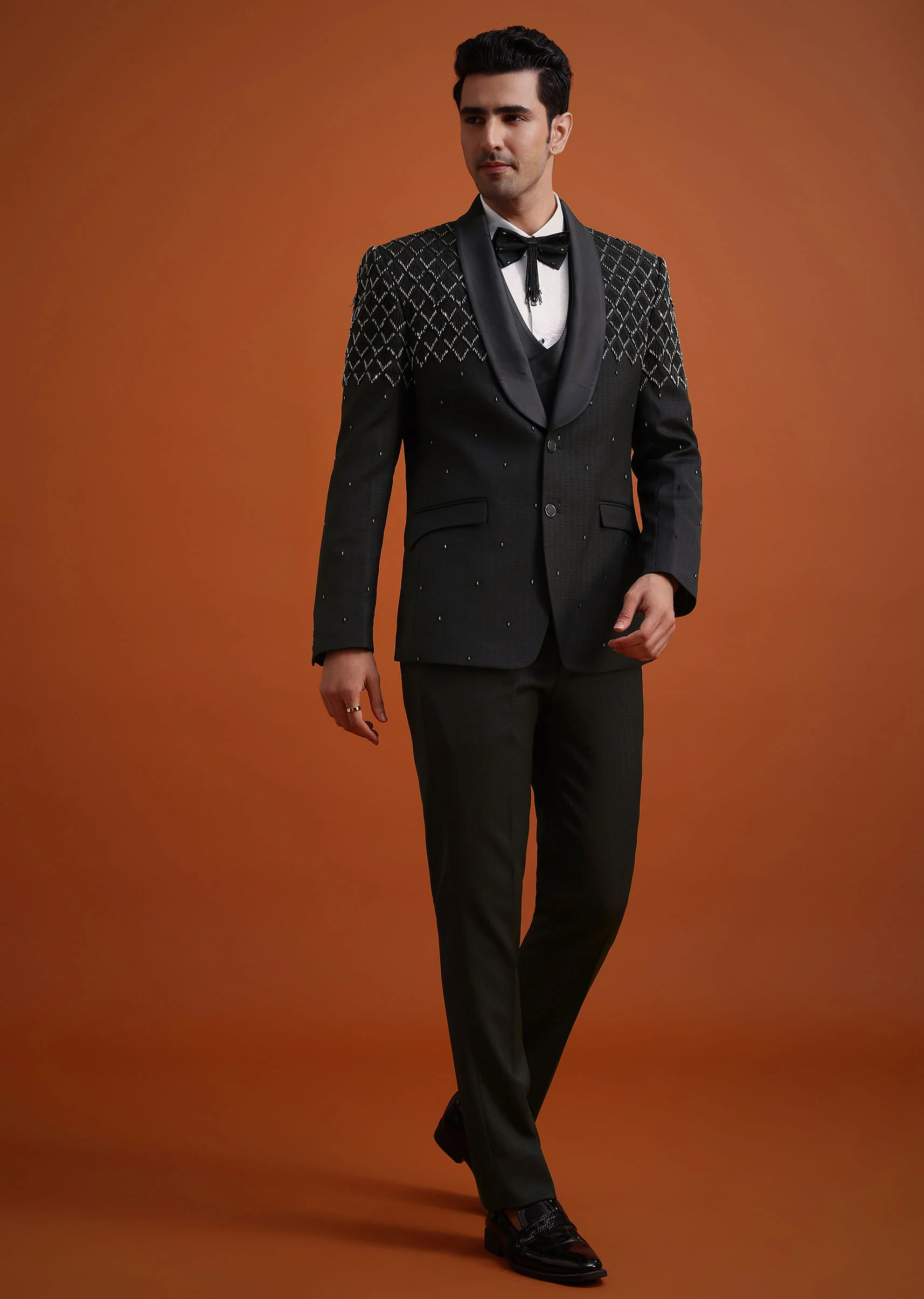 Black Salli Embellished Tuxedo Set - Image 3