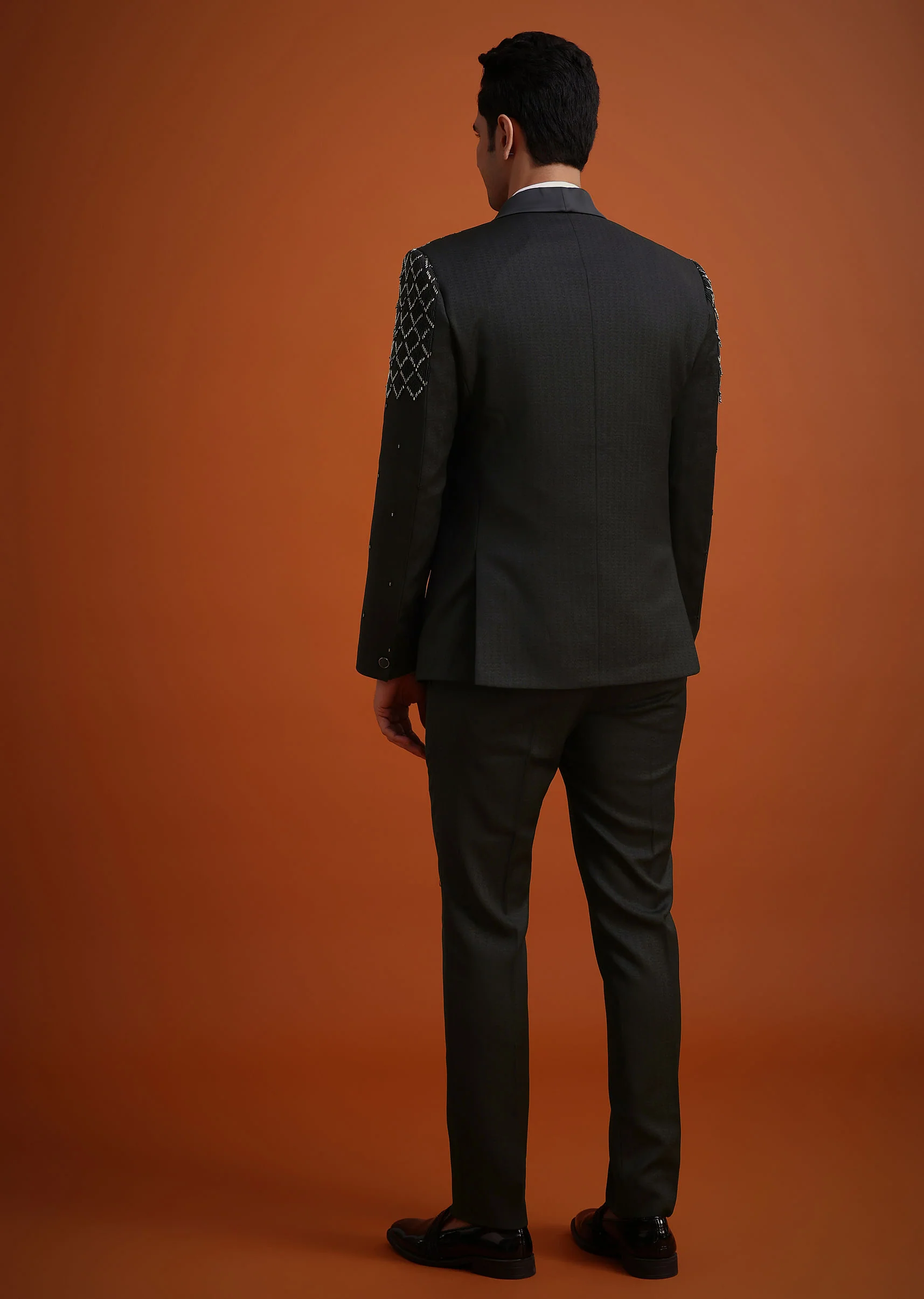 Black Salli Embellished Tuxedo Set - Image 5