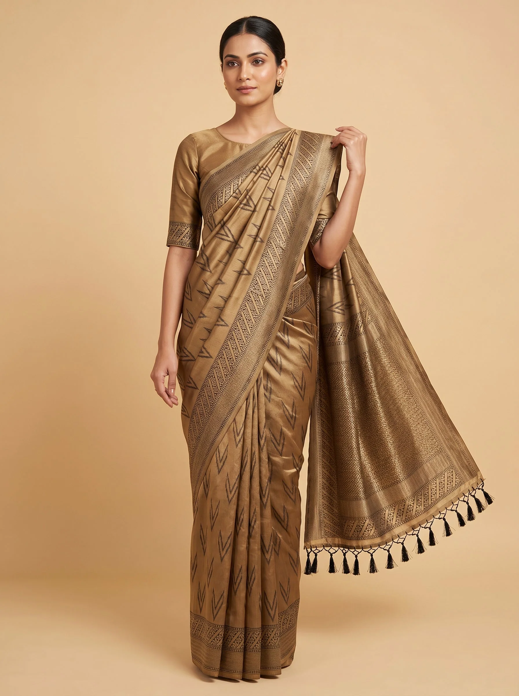 Black Sculpted Edge Handloom Saree
