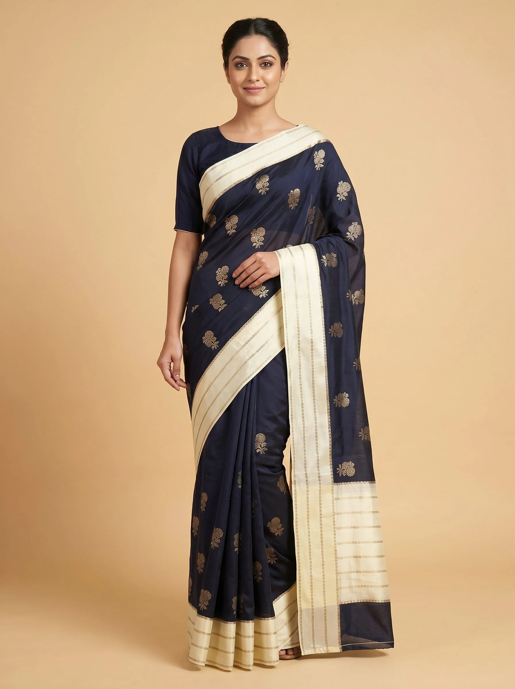 Black Shaped Outline Handloom Saree