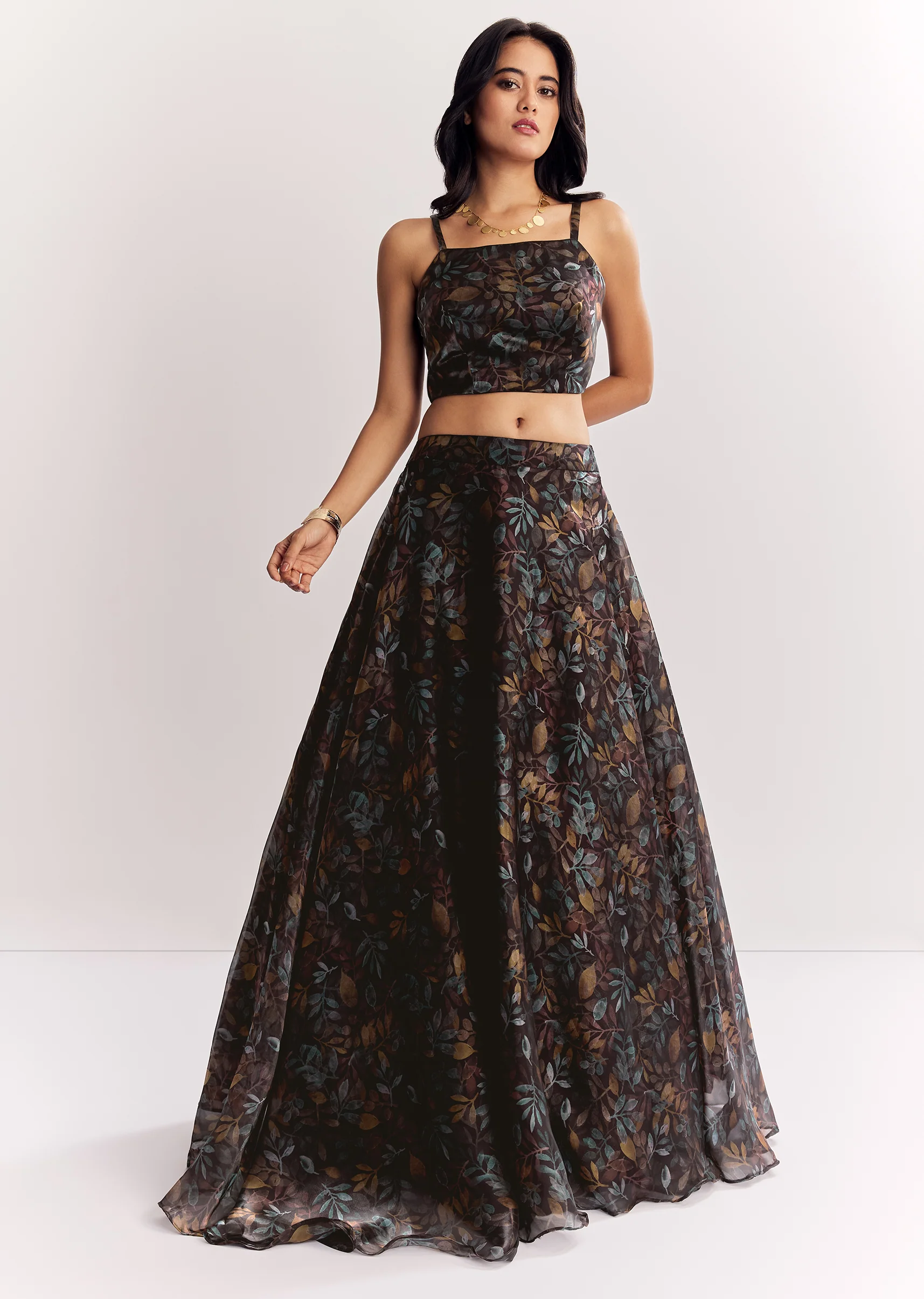 Black Statement Pair – Printed Lehenga For Her And Kurta For Him - Image 3
