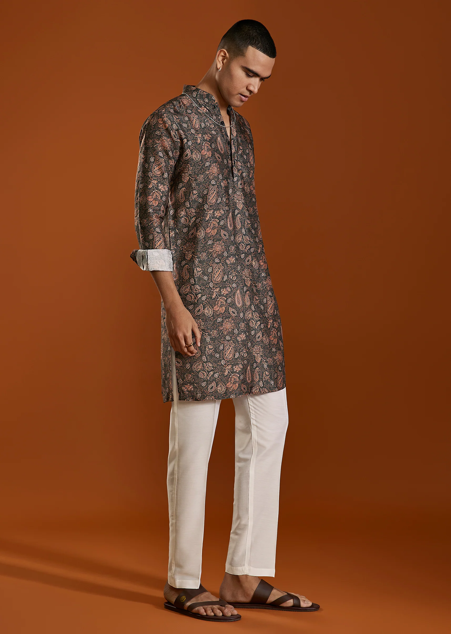 Black Statement Pair – Printed Lehenga For Her And Kurta For Him - Image 9