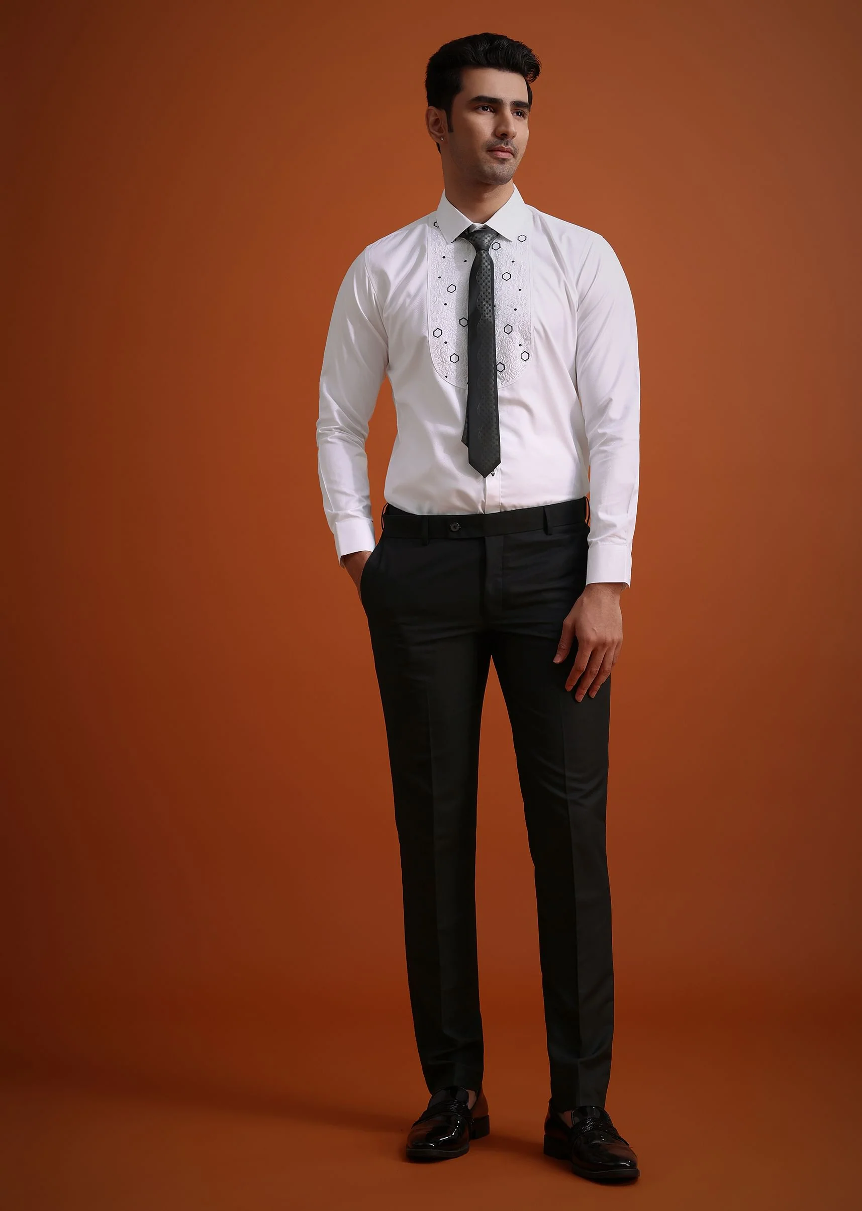 Black Stone Work Terry Rayon Tuxedo And Pant Set - Image 7