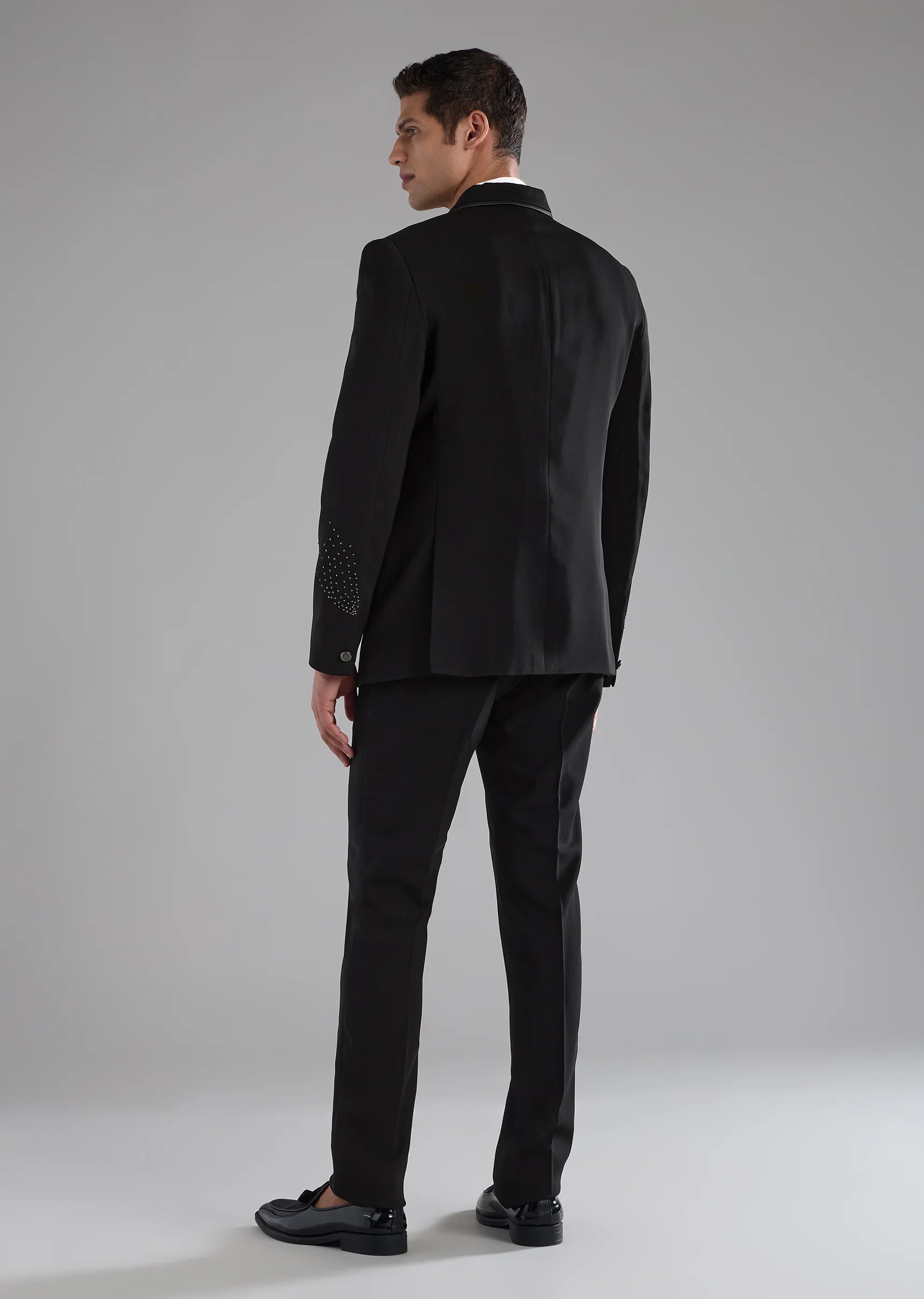 Black Stone Work Tuxedo, Shirt and Bow Set - Image 5