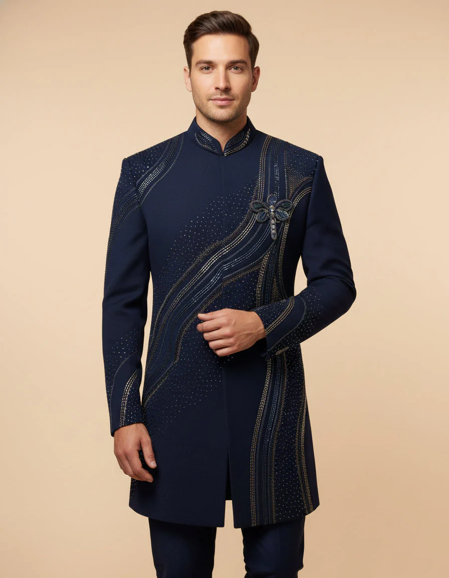 Black Traditional Jodhpuri Suit - Image 2