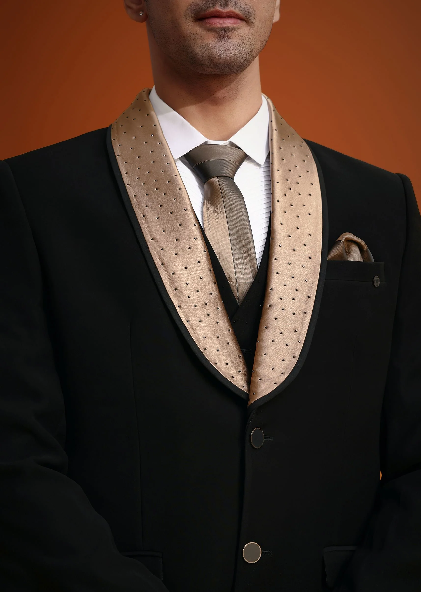 Black Tuxedo And Pant Set With Stone Work - Image 2