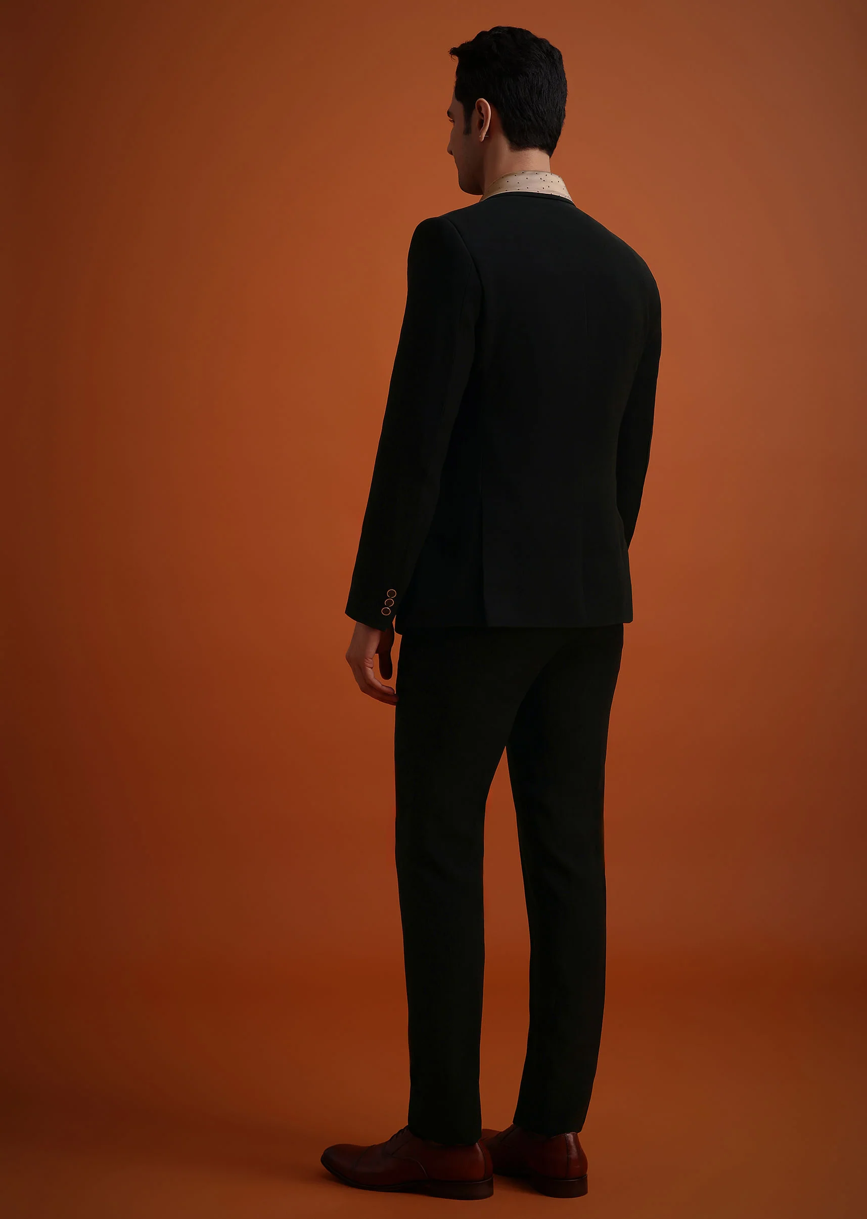 Black Tuxedo And Pant Set With Stone Work - Image 5