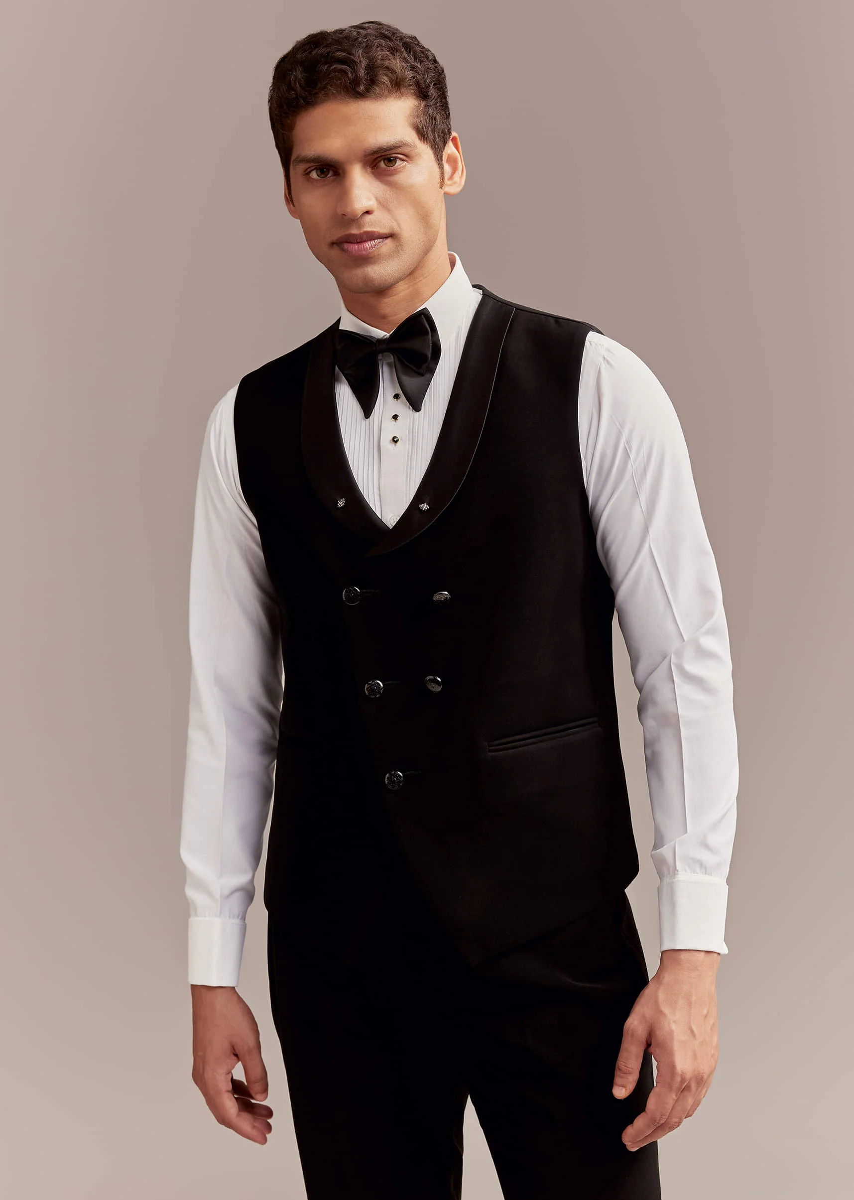 Black Tuxedo For Men With Modern Geometric Beadwork - Image 7