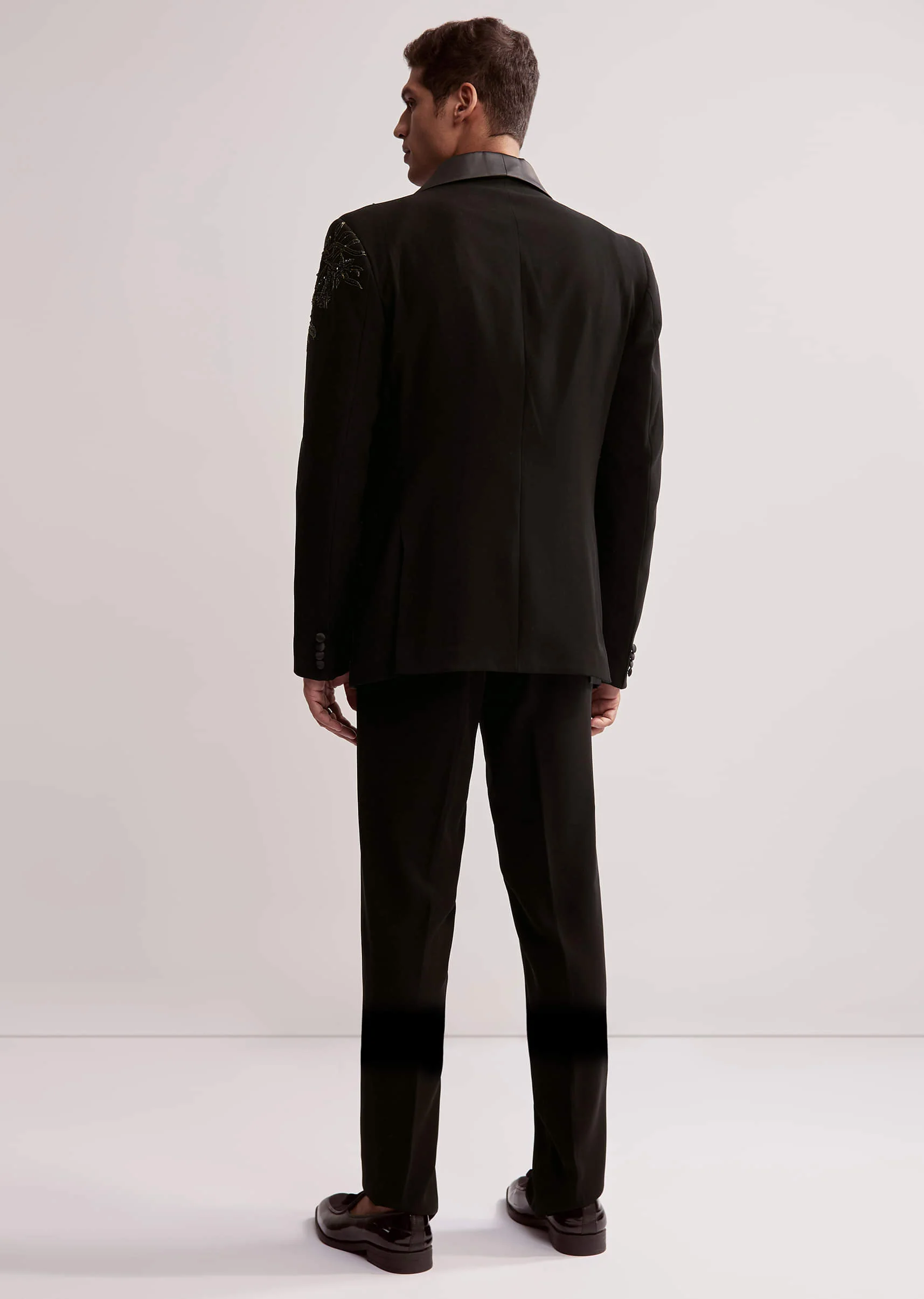 Black Tuxedo For Men With Resham Work - Image 6