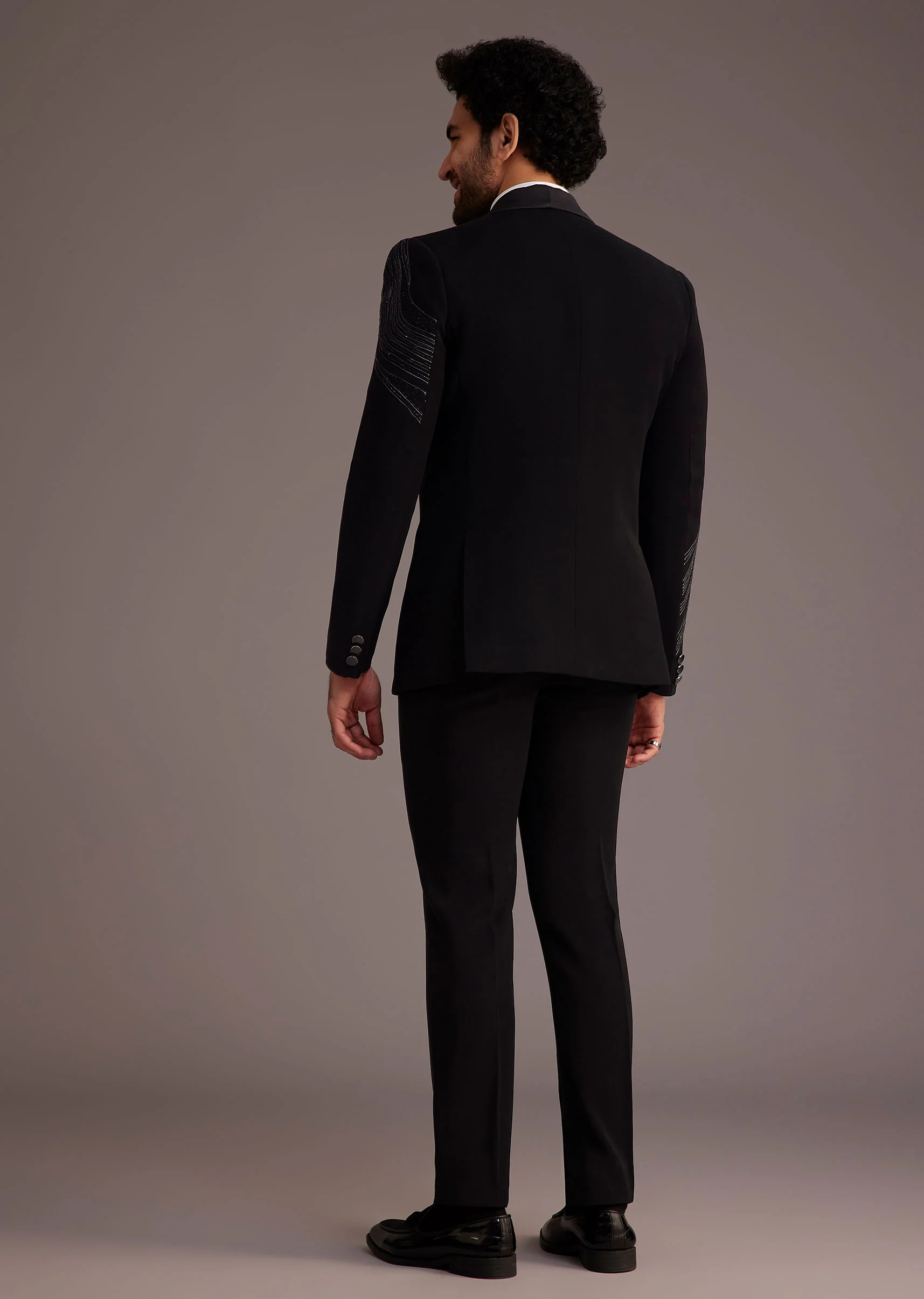 Black Tuxedo With Embellished Swirl Detailing - Image 5