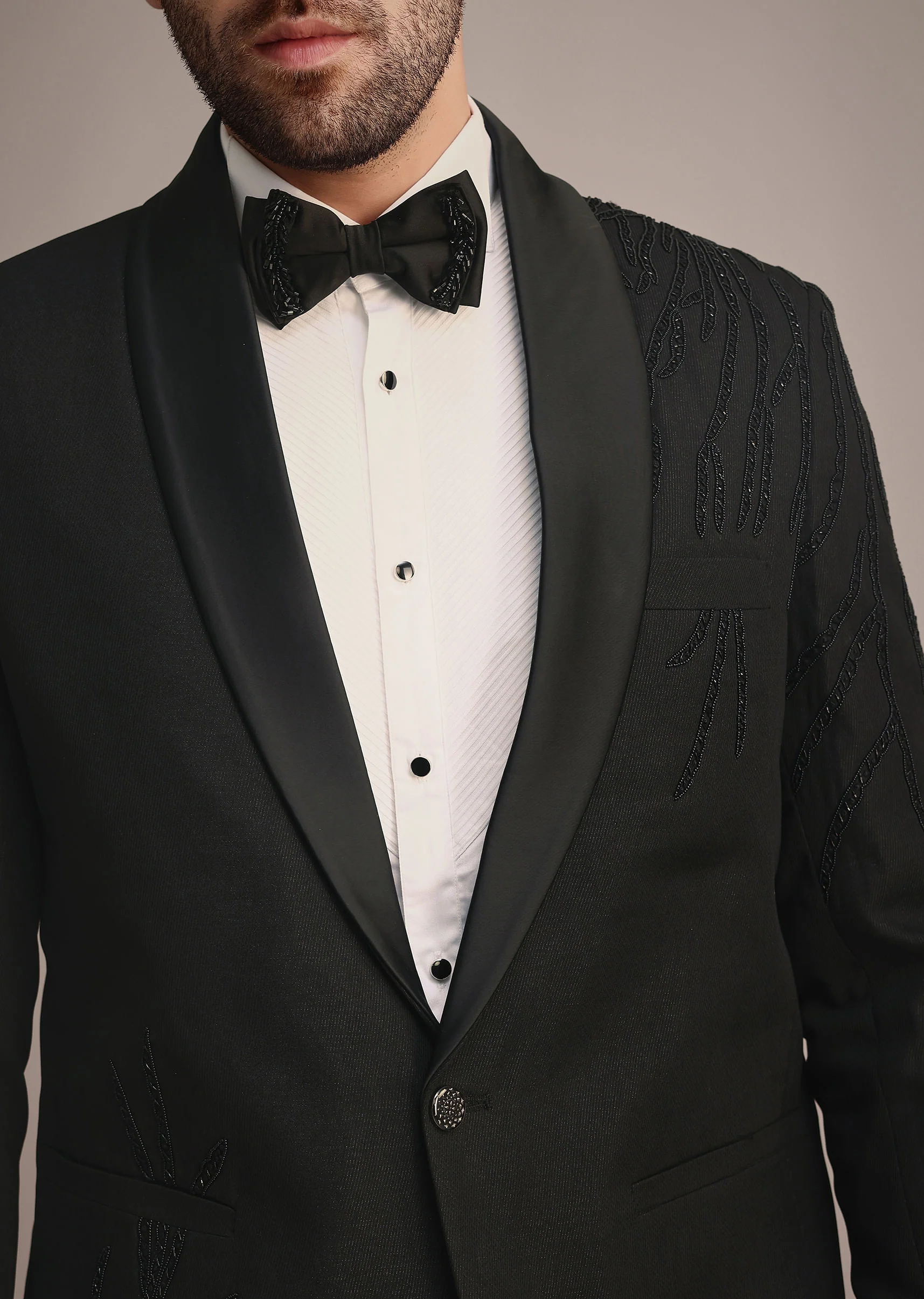 Black Tuxedo With Hand Work - Image 2