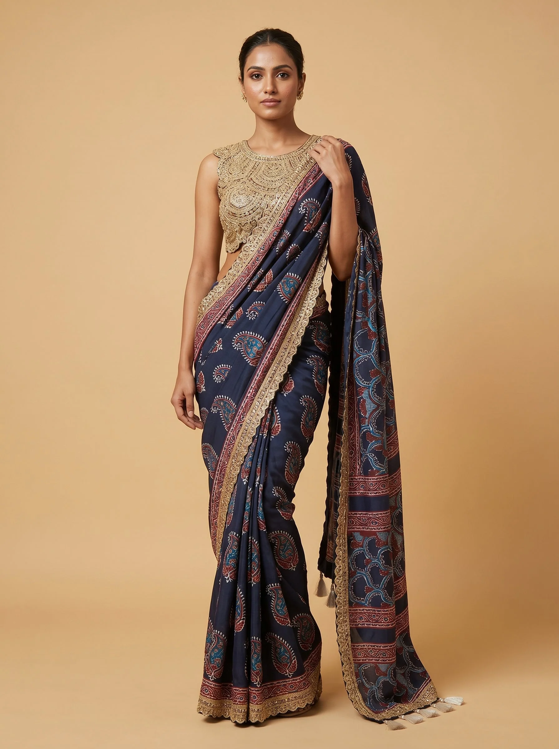 Black Velvet Glow Embroidered Saree