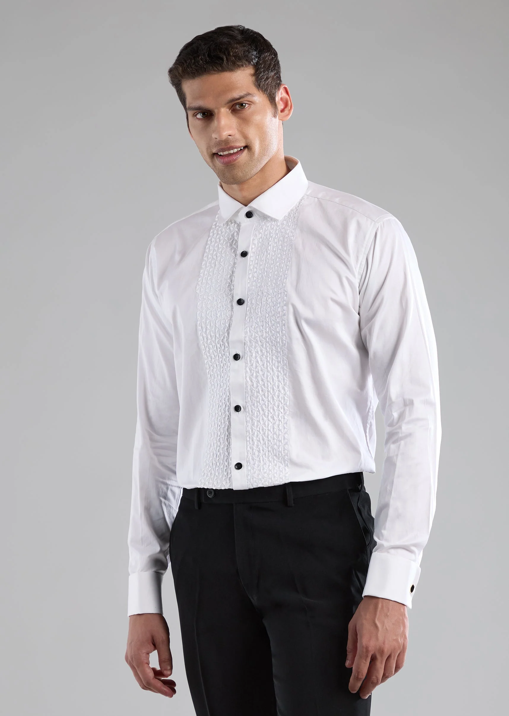 Black Velvet Tuxedo with Zardozi Embellished Detail - Image 7