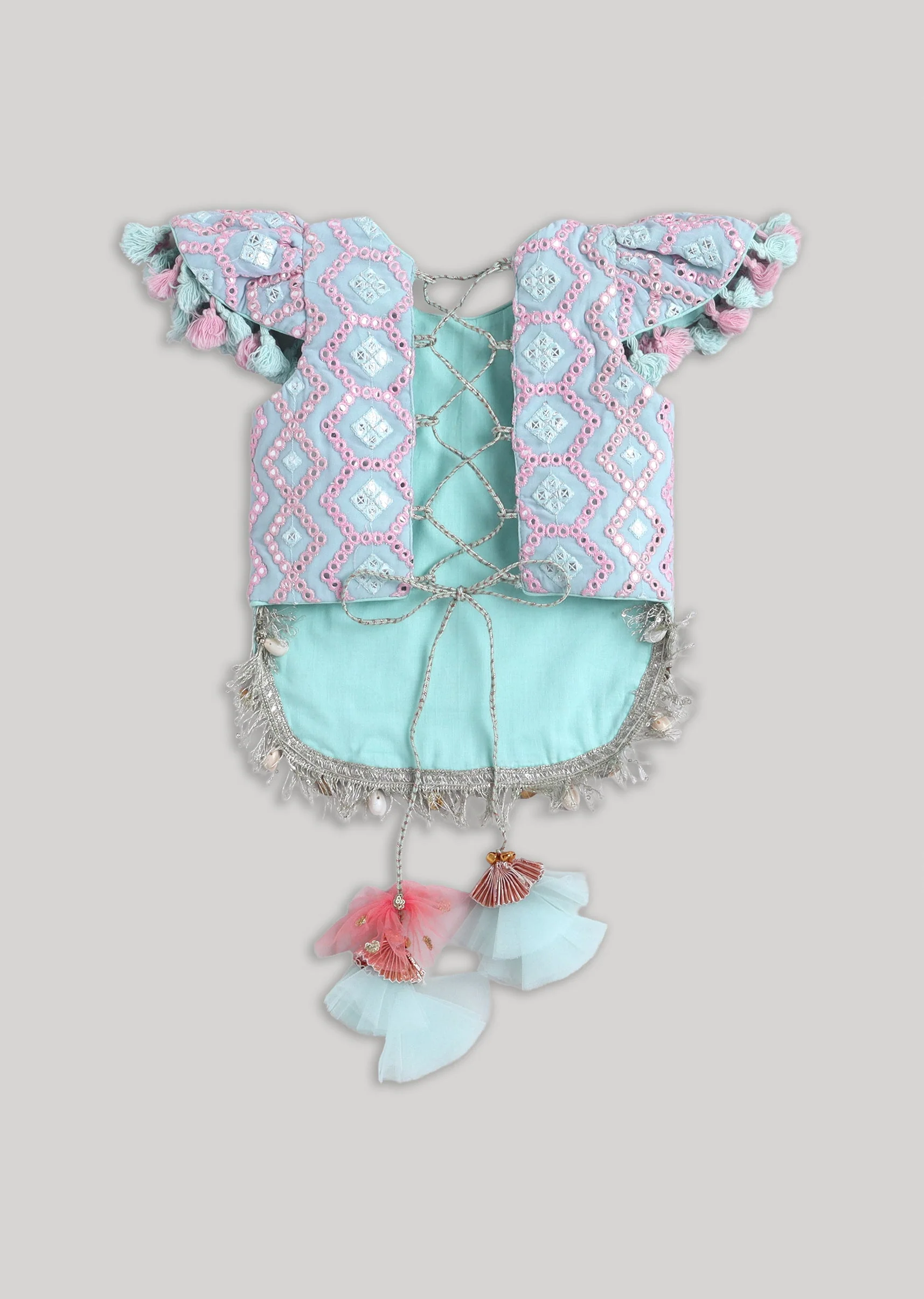 Blue And Pink Printed Salwar Kameez Set - Image 3