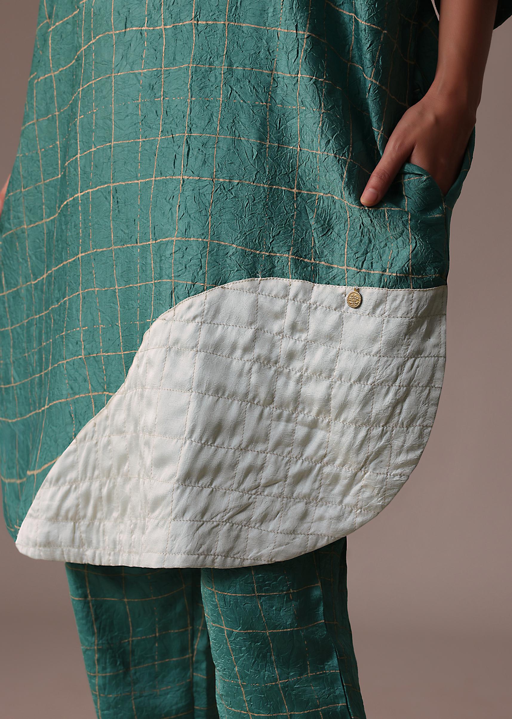 Blue And White Colour Block Print Crepe Co Ord Set - Image 3
