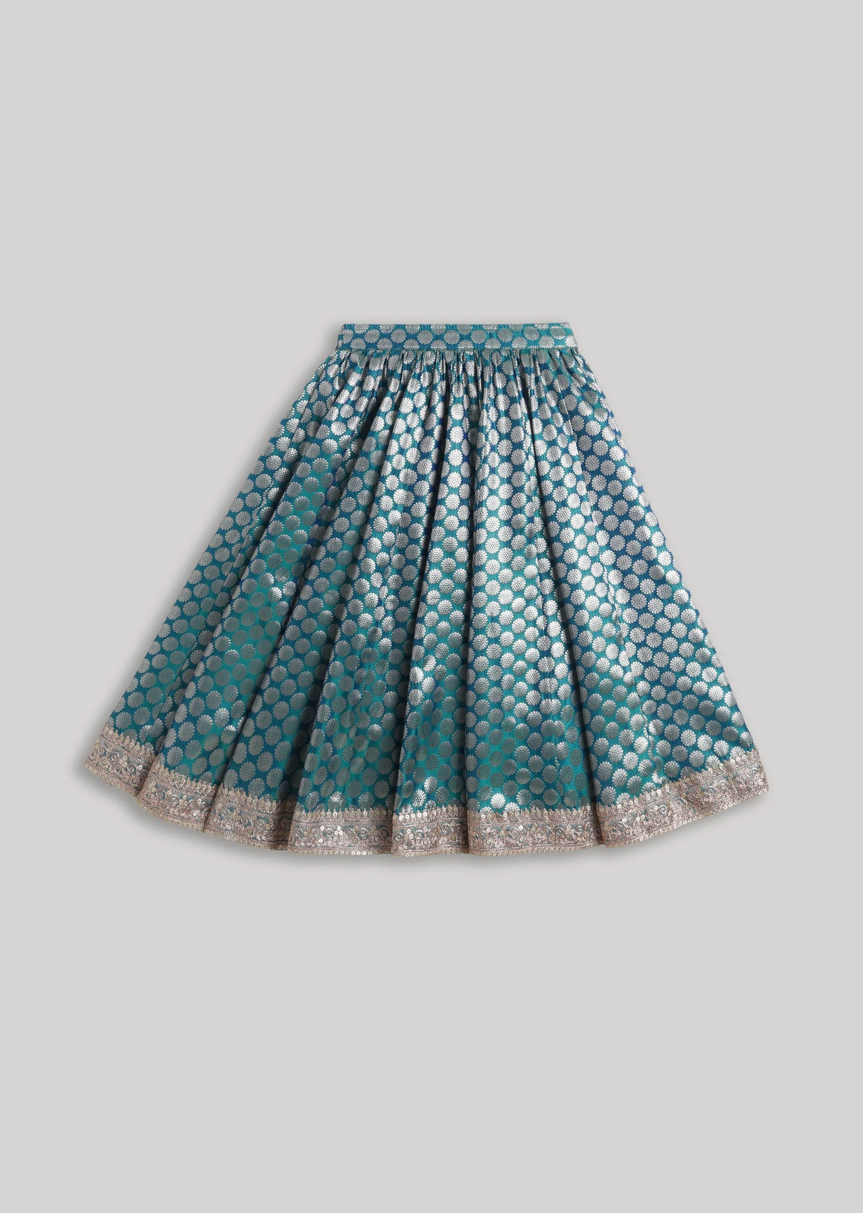 Blue Banarasi Silk Lehenga Set - Image 5