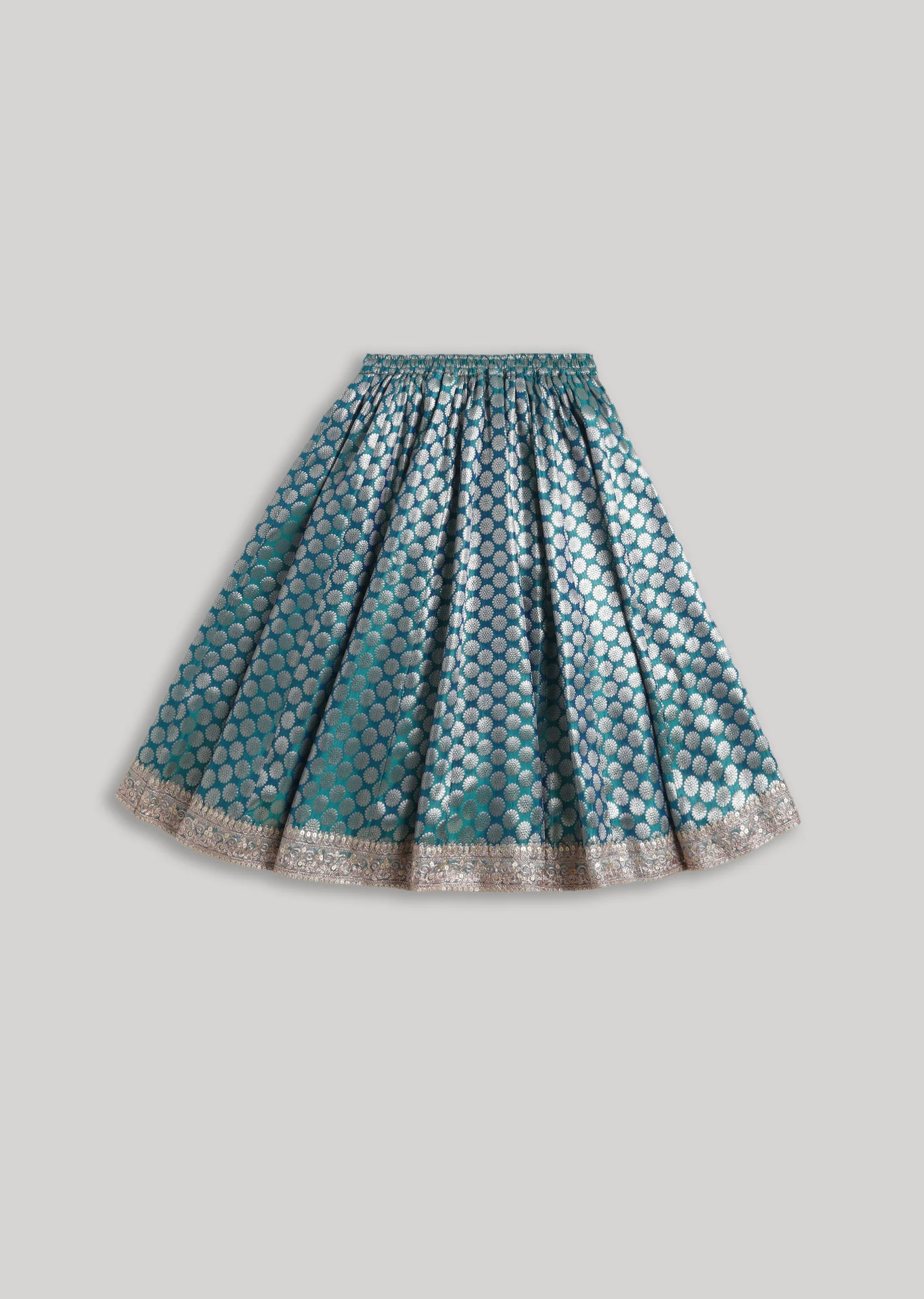 Blue Banarasi Silk Lehenga Set - Image 6