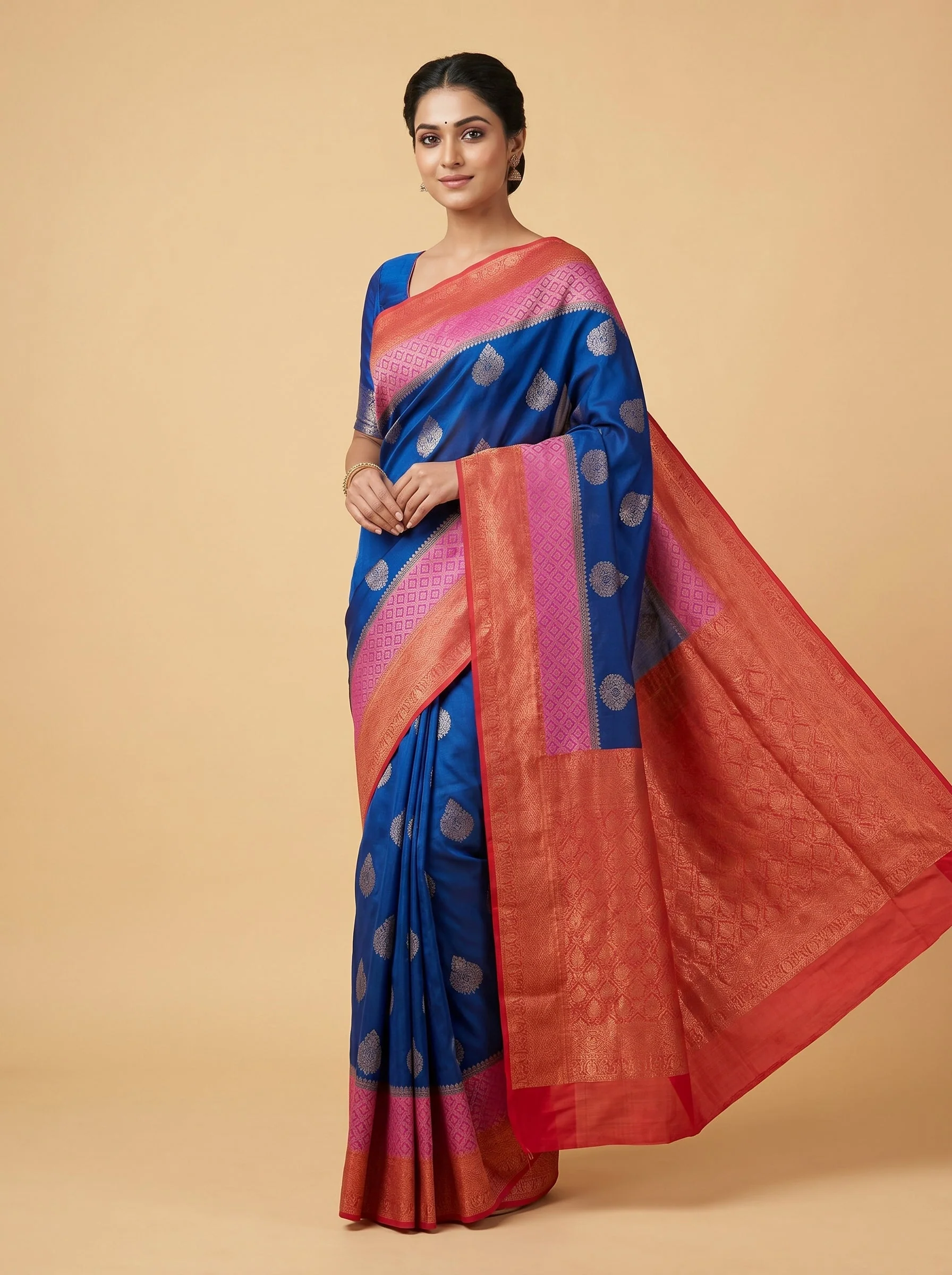 Blue Casual Texture Handloom Saree