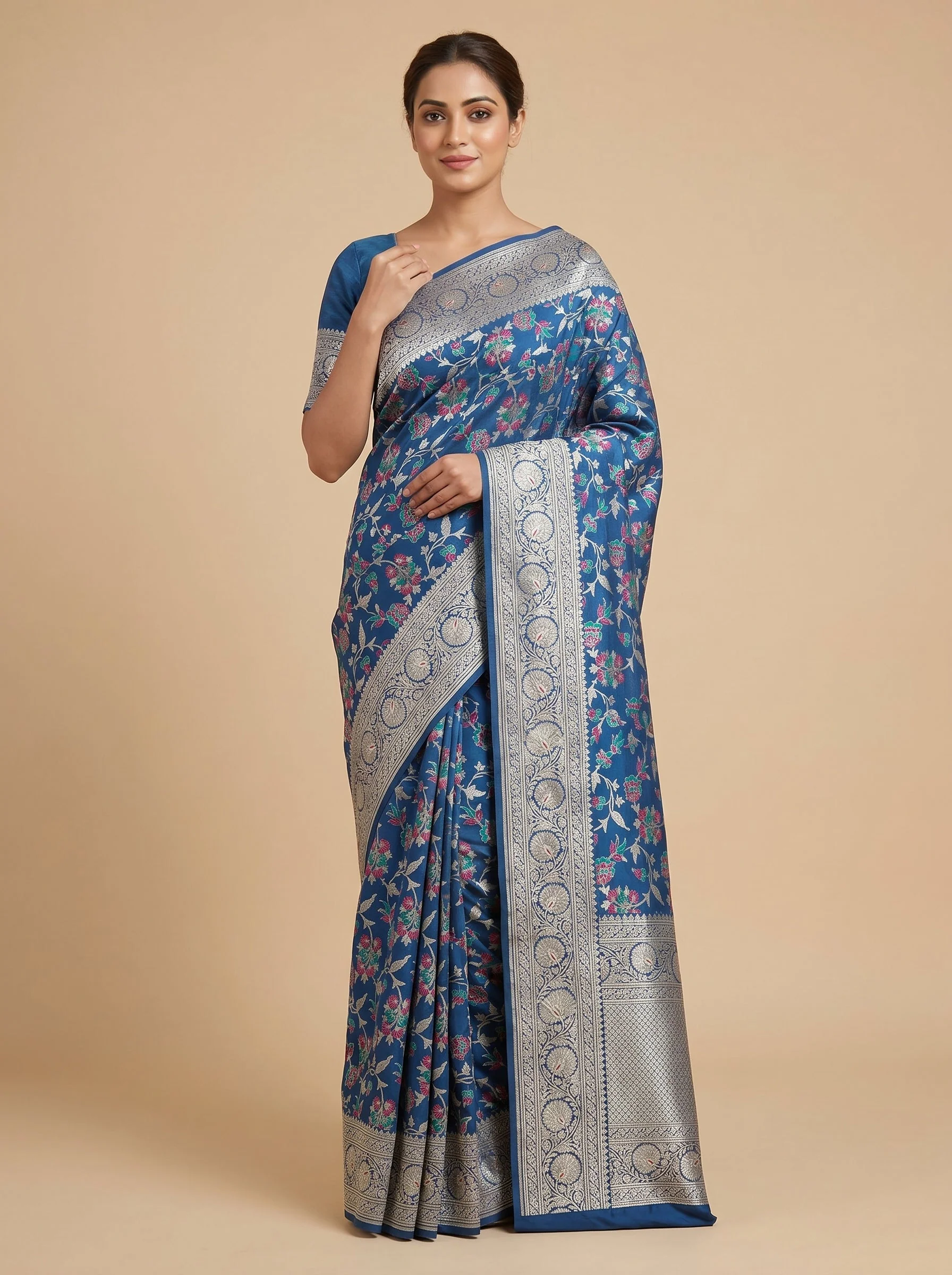 Blue Celestial Aura Embroidered Saree