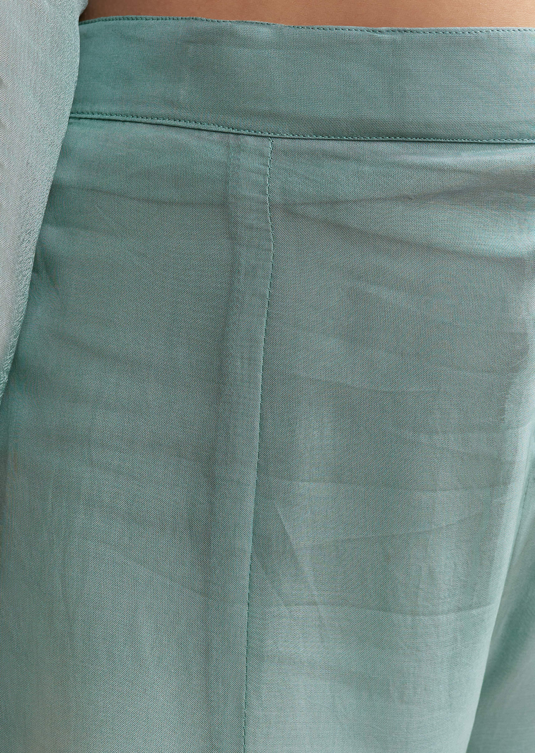 Blue Chinon Palazzo Suit With Moti And Cutdana Embroidery - Image 6
