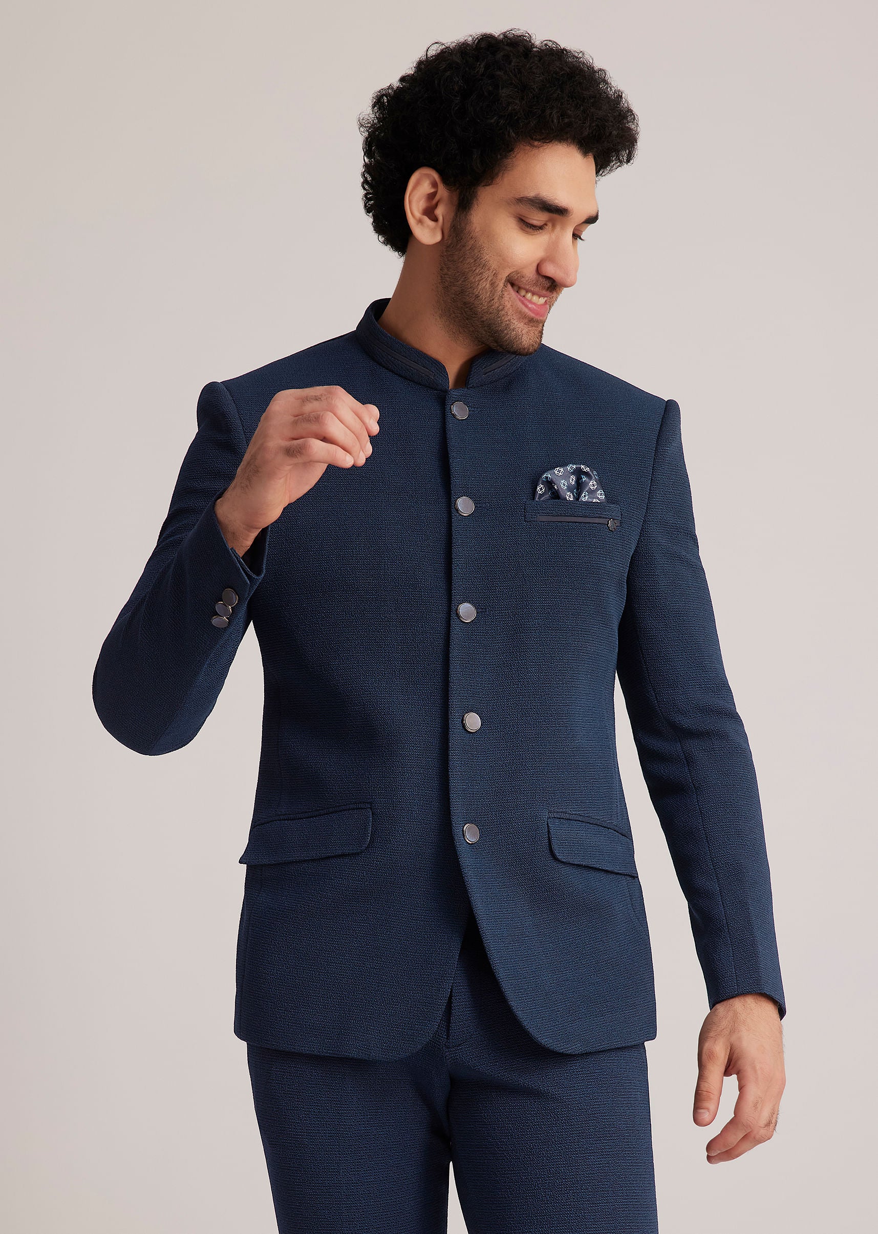 Blue Classic Bandhgala Suit - Image 4