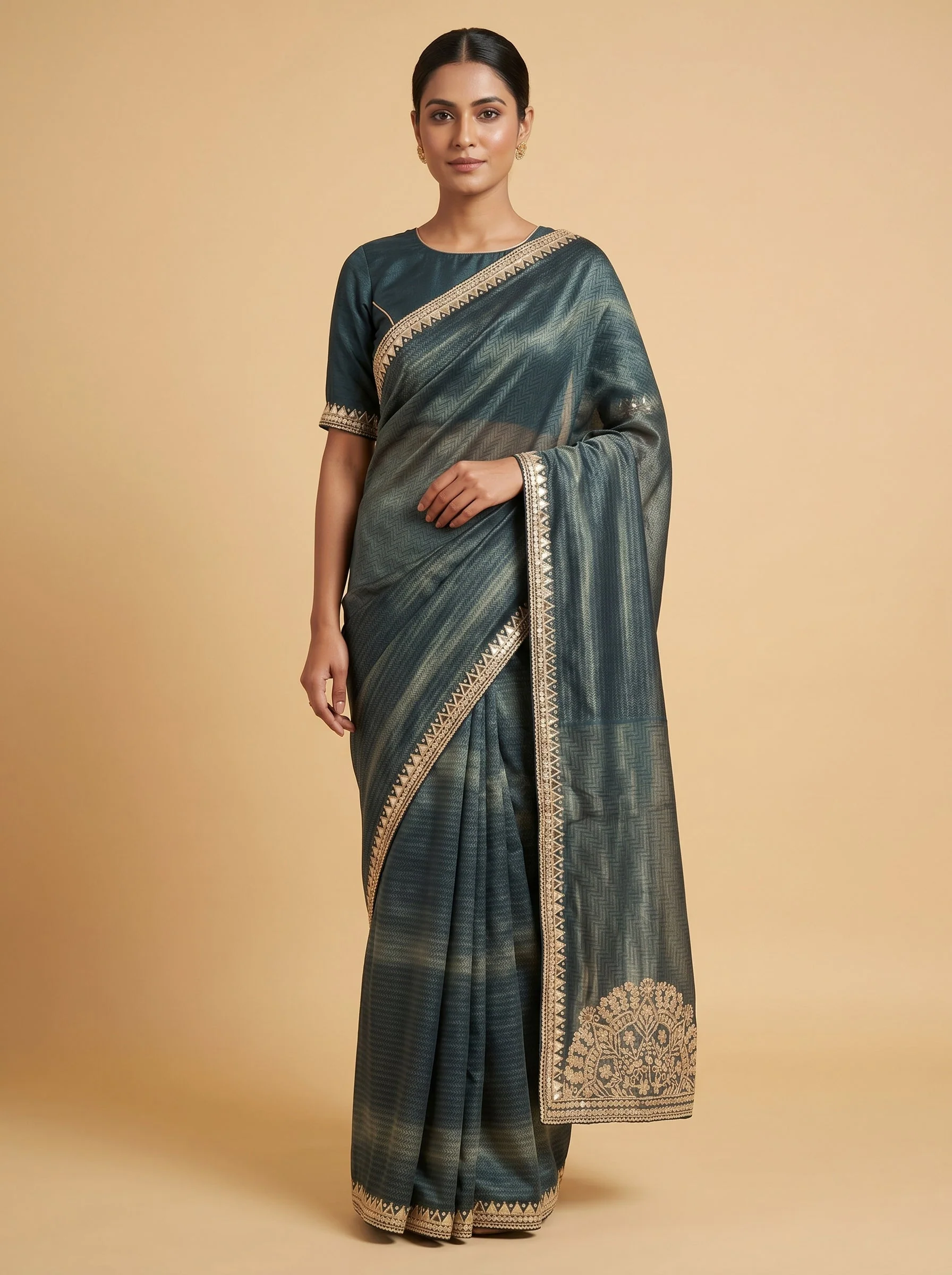 Blue Classic Touch Embroidered Saree