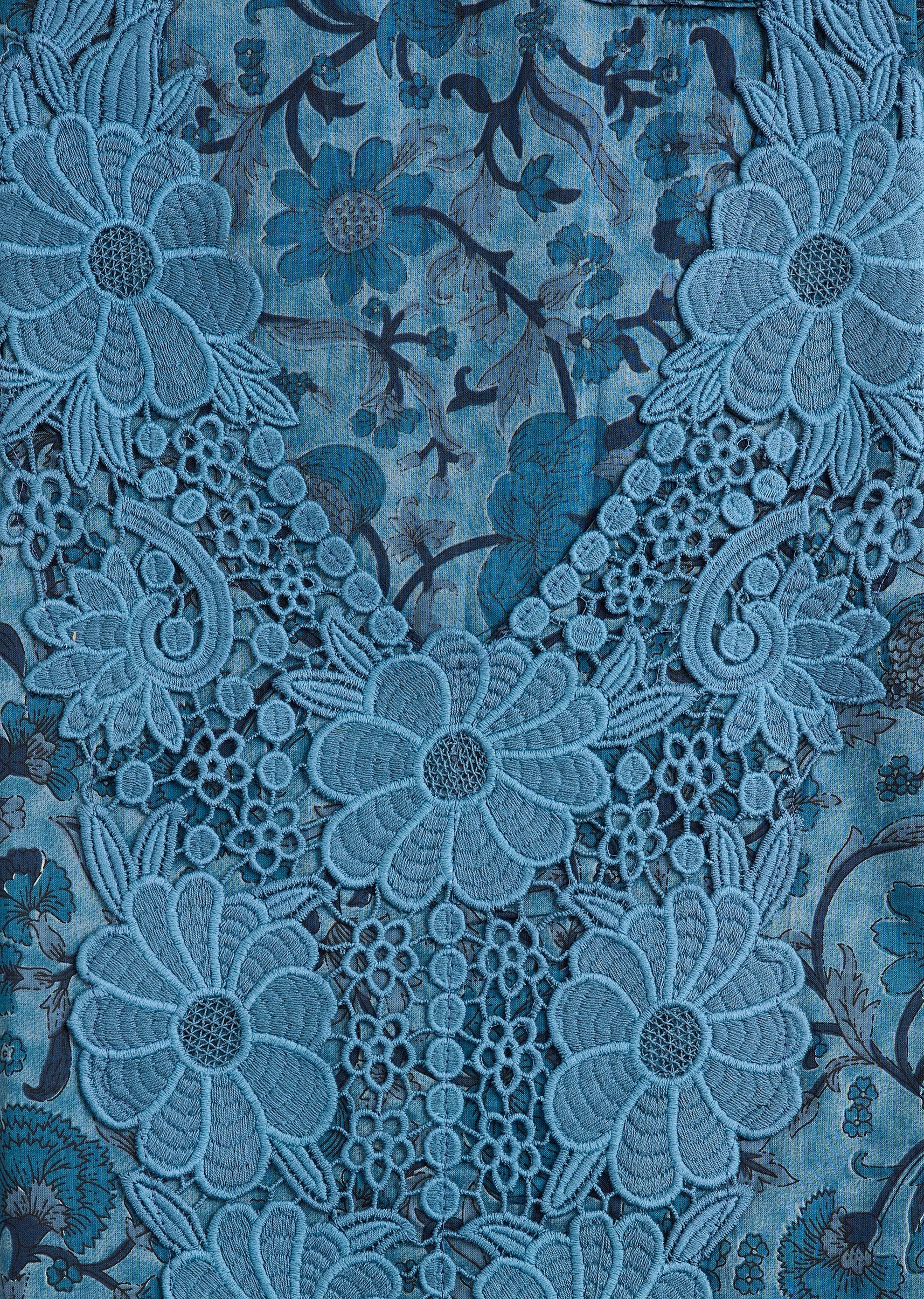 Blue Cotton Lace Suit Set - Image 2