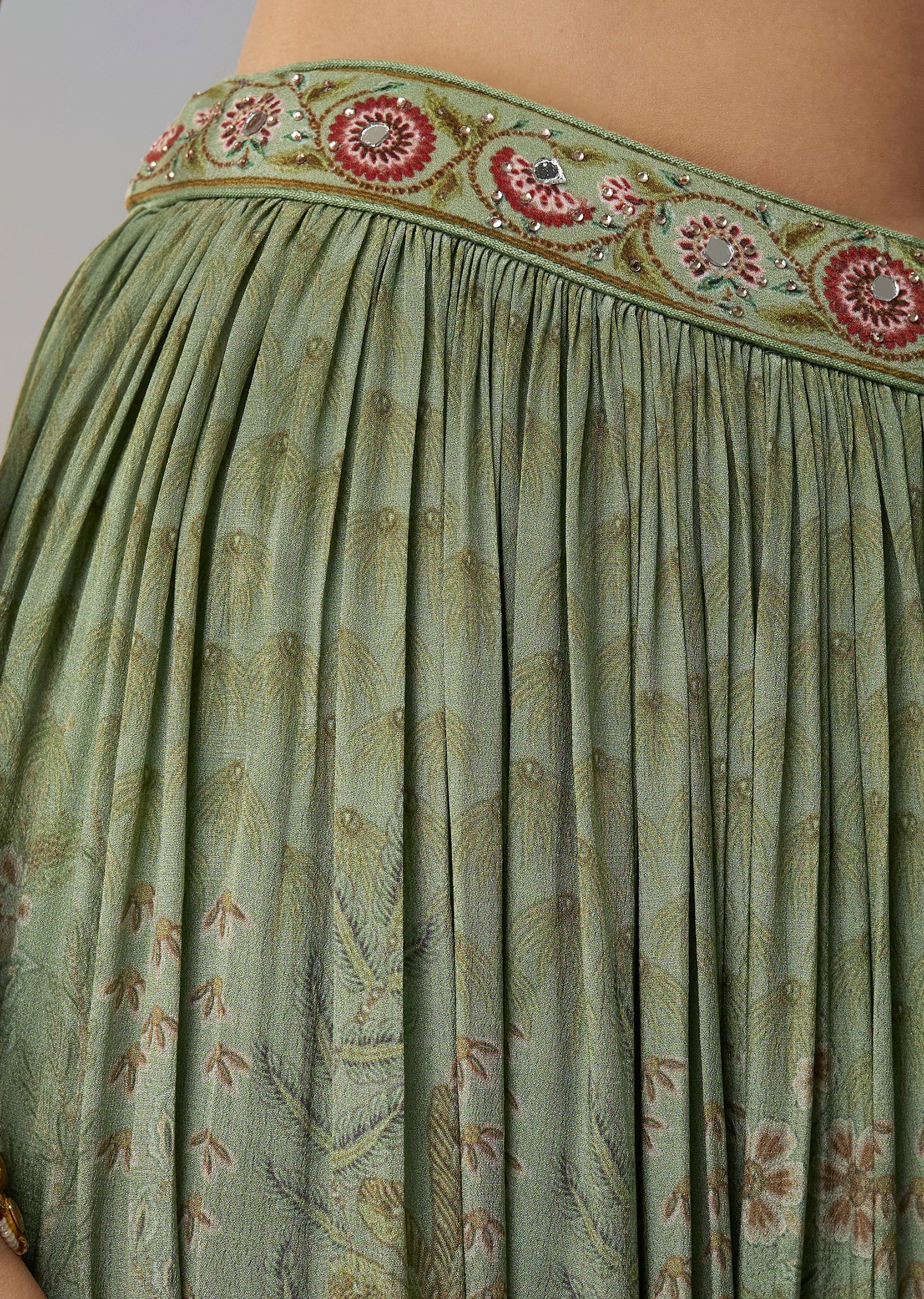 Blue Crepe Palazzo Suits with Ombre Printed Mirror Work - Image 6