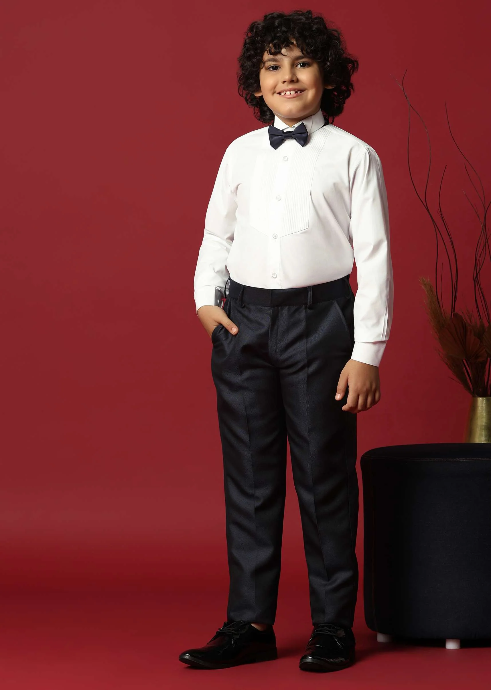 Blue Cutwork Embroidery Festive Tuxedo For Boys - Image 8