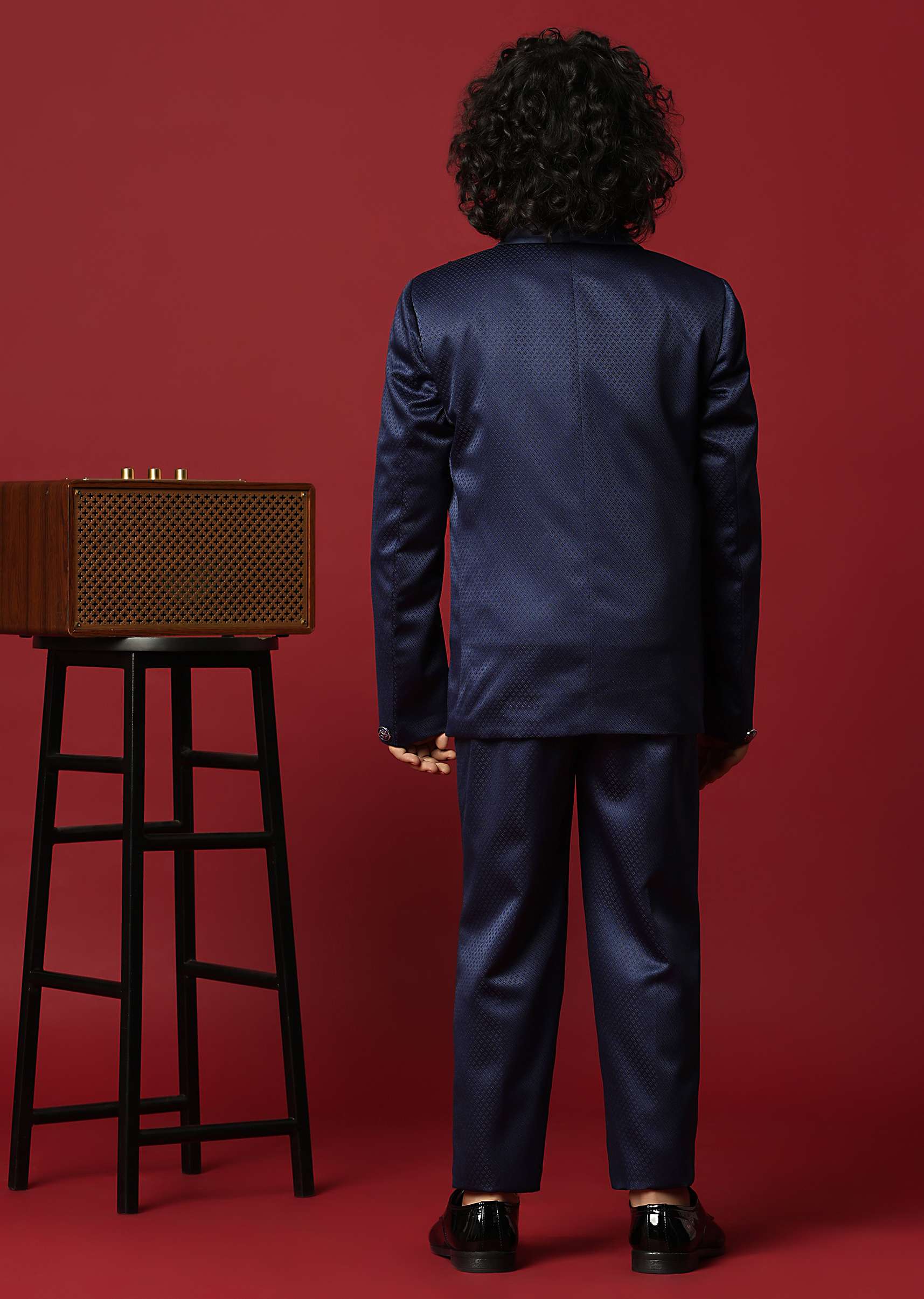 Blue Cutwork Tuxedo Set For Young Gentlemen - Image 5