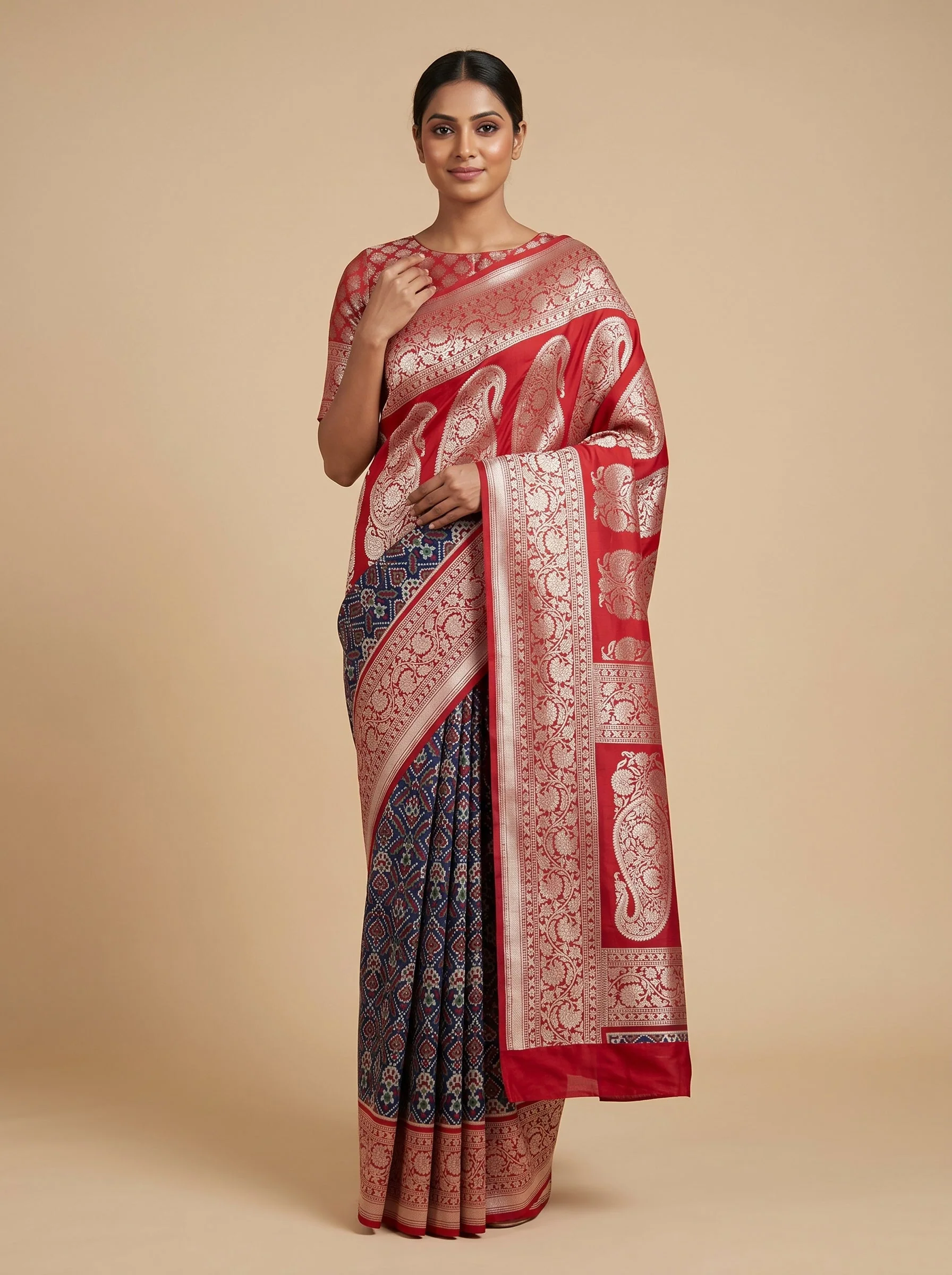 Blue Defined Handloom Saree