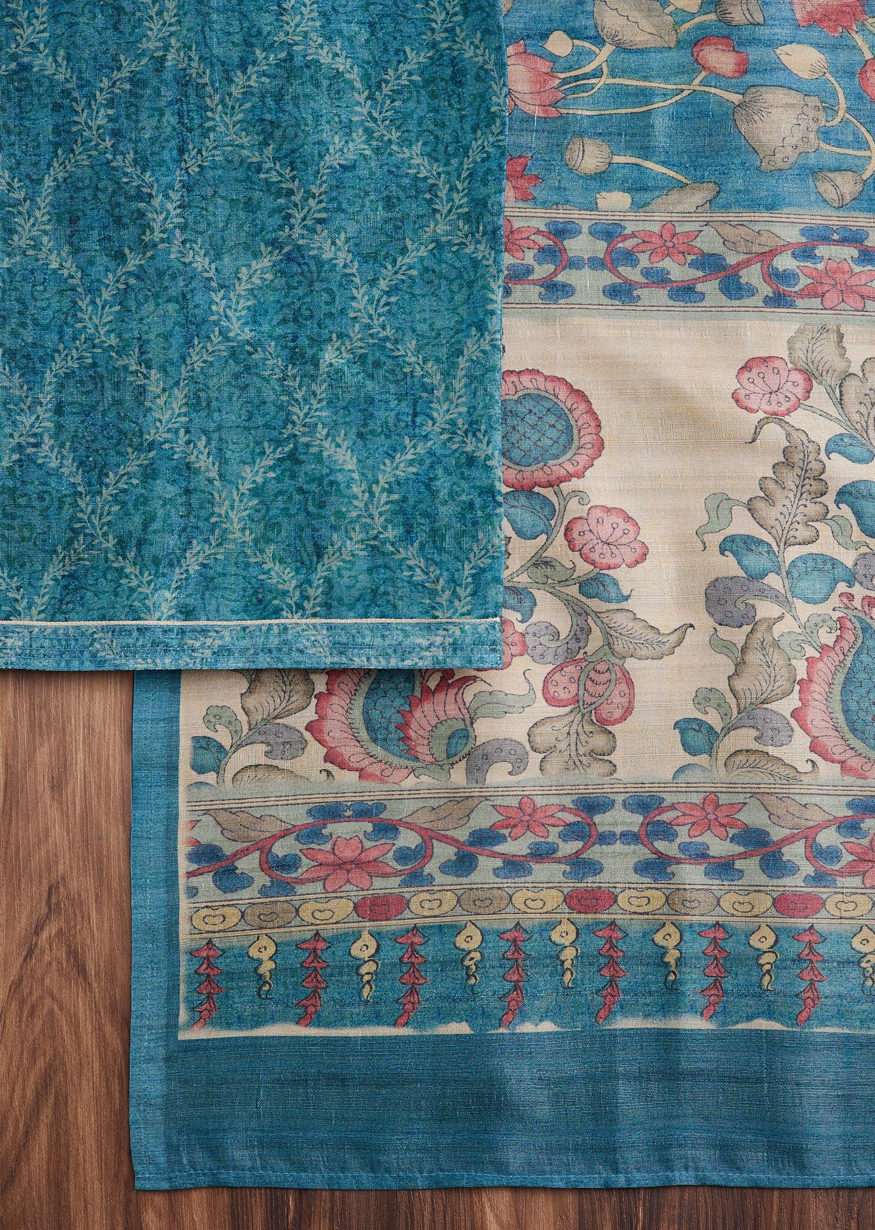 Blue Dola Silk Printed Unstitched Suit - Image 3