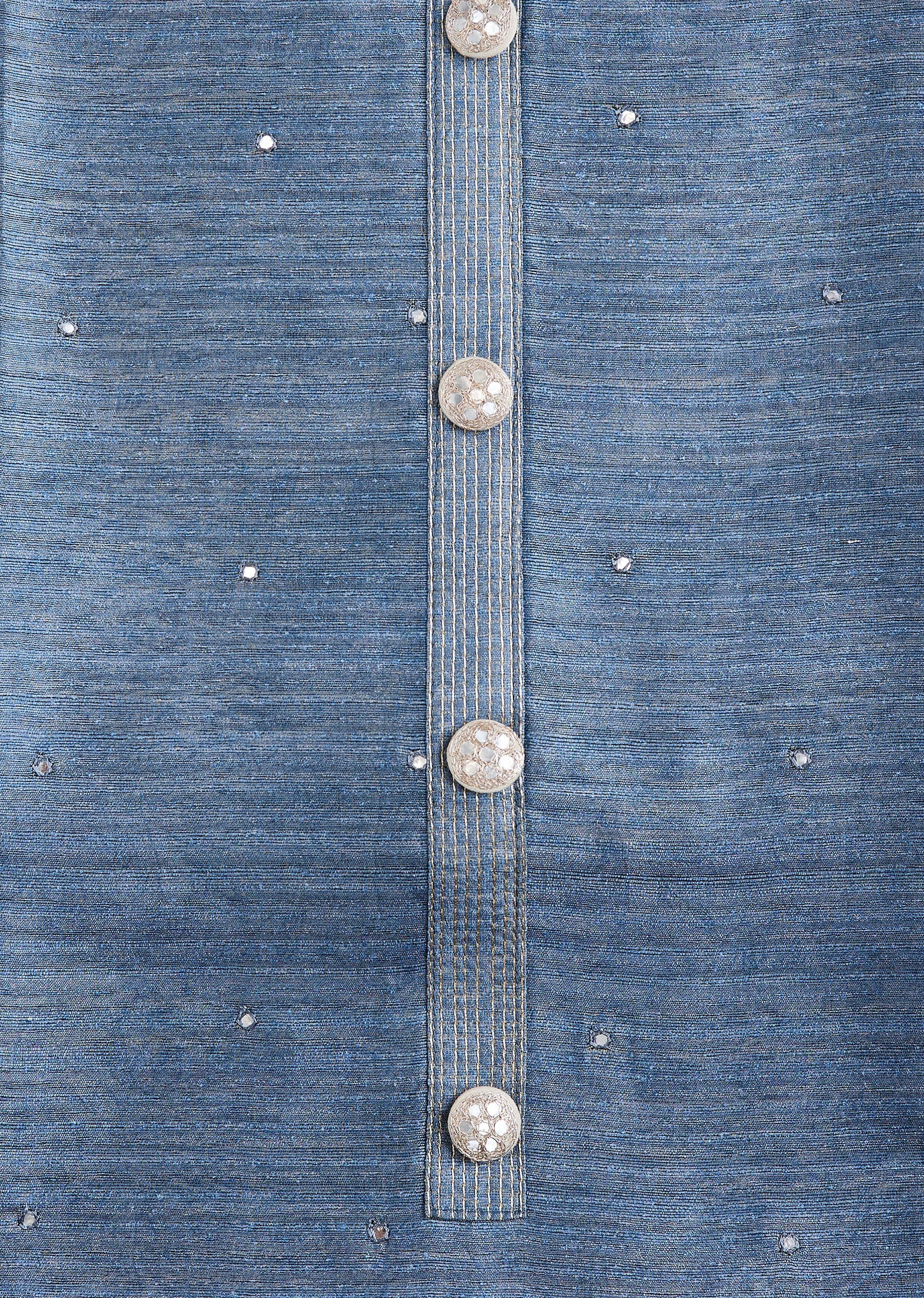 Blue Dola Silk Suit Set - Image 2
