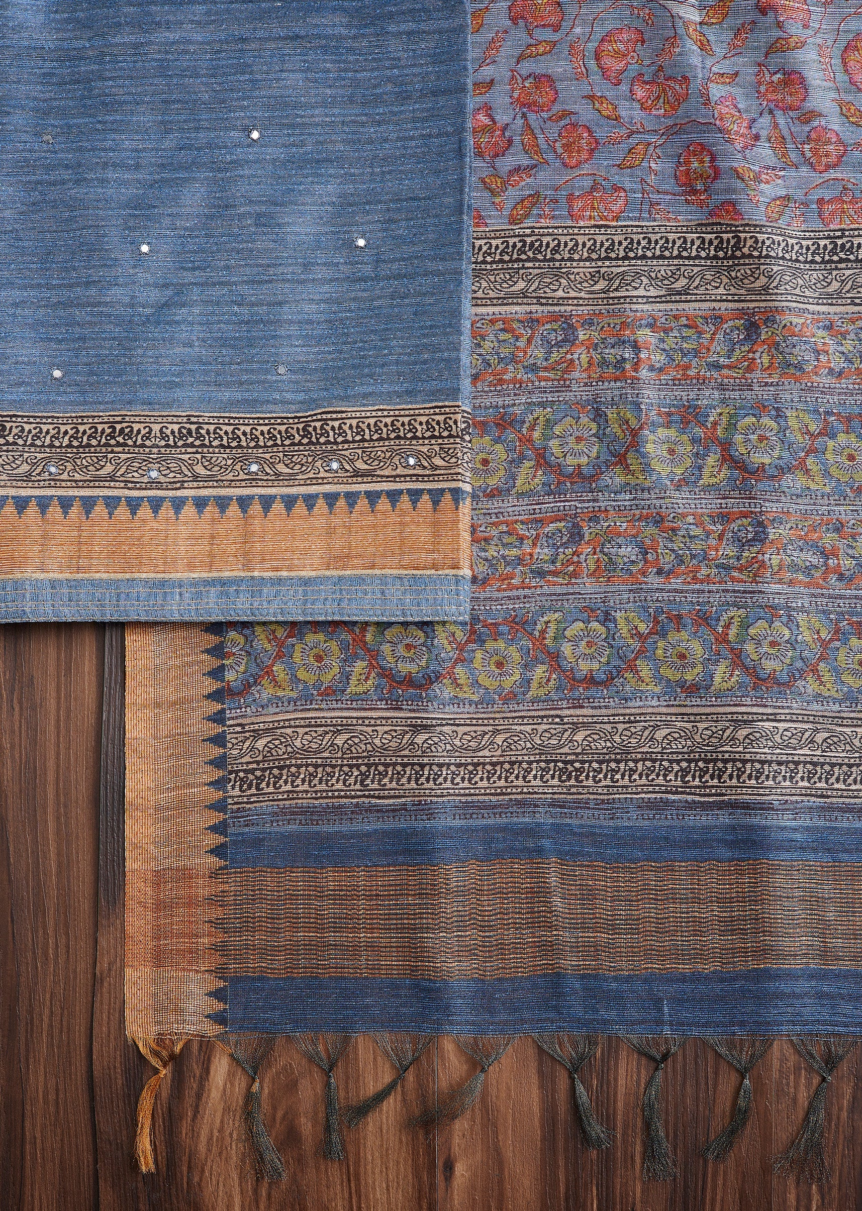Blue Dola Silk Suit Set - Image 3
