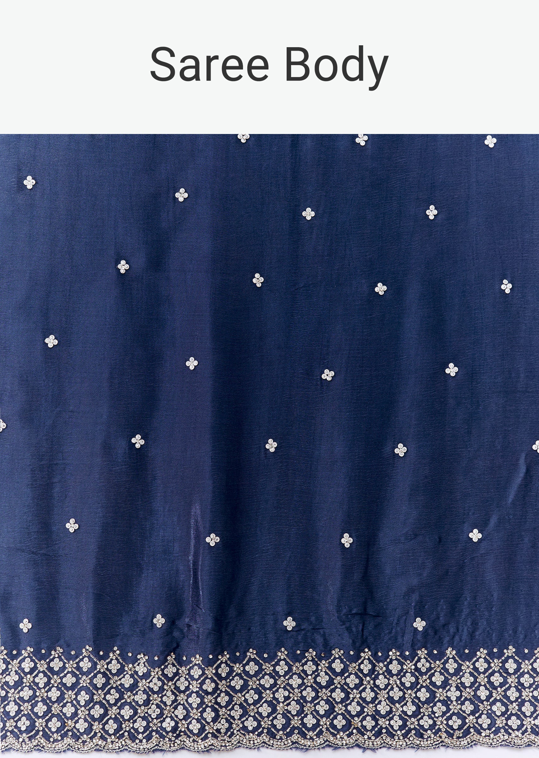 Blue Dual Shaded Embellished Saree with Blouse Fabric - Image 9