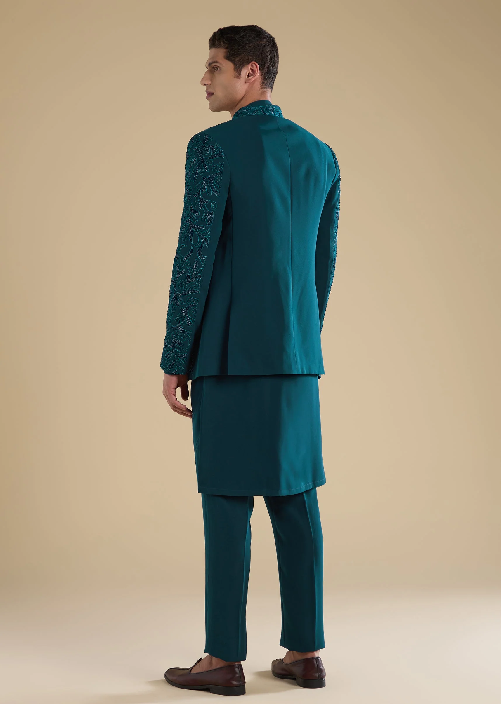Blue Embellished Jodhpuri Set With Kurta And Pants - Image 5
