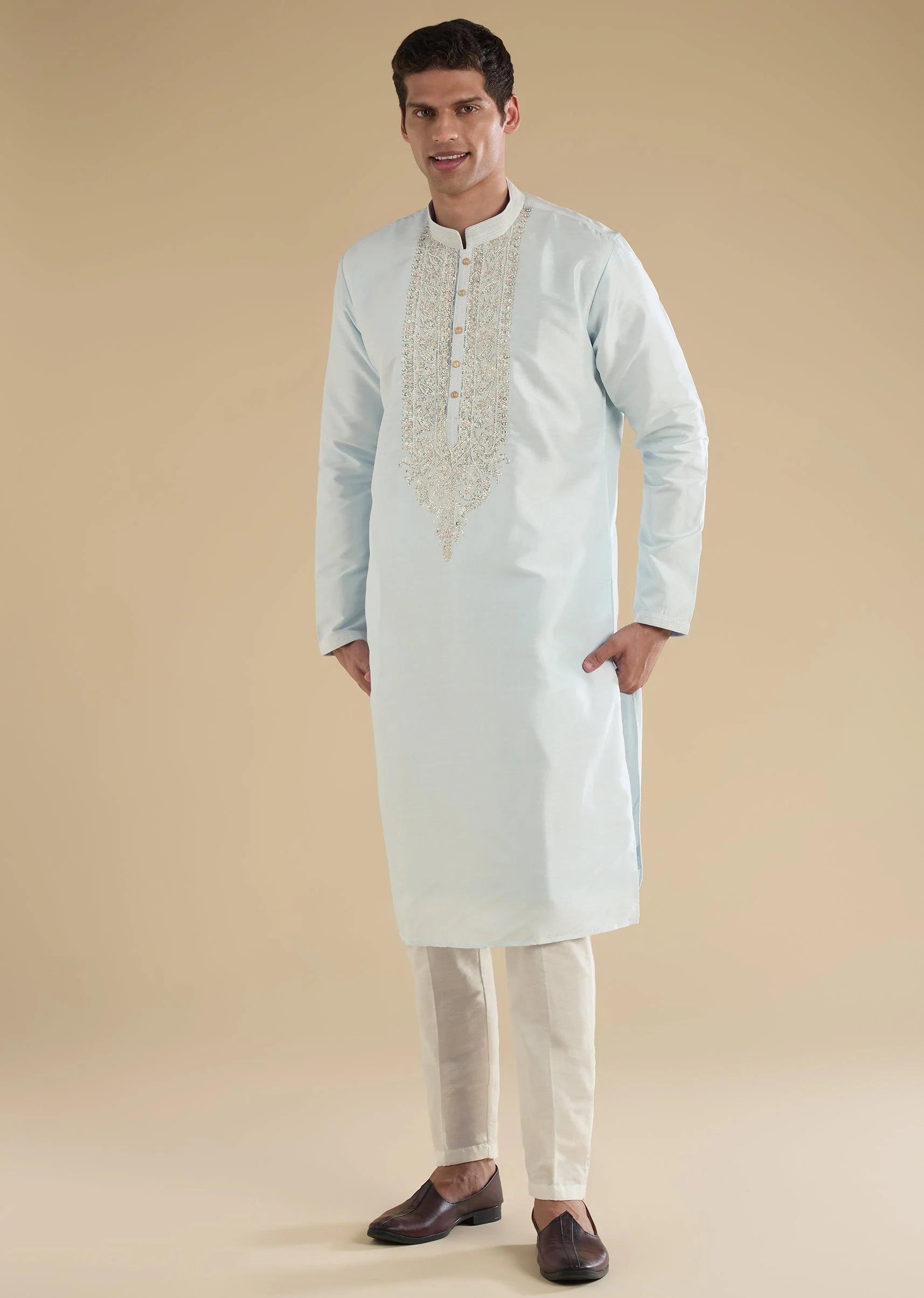 Blue Embellished Kurta Set - Image 2