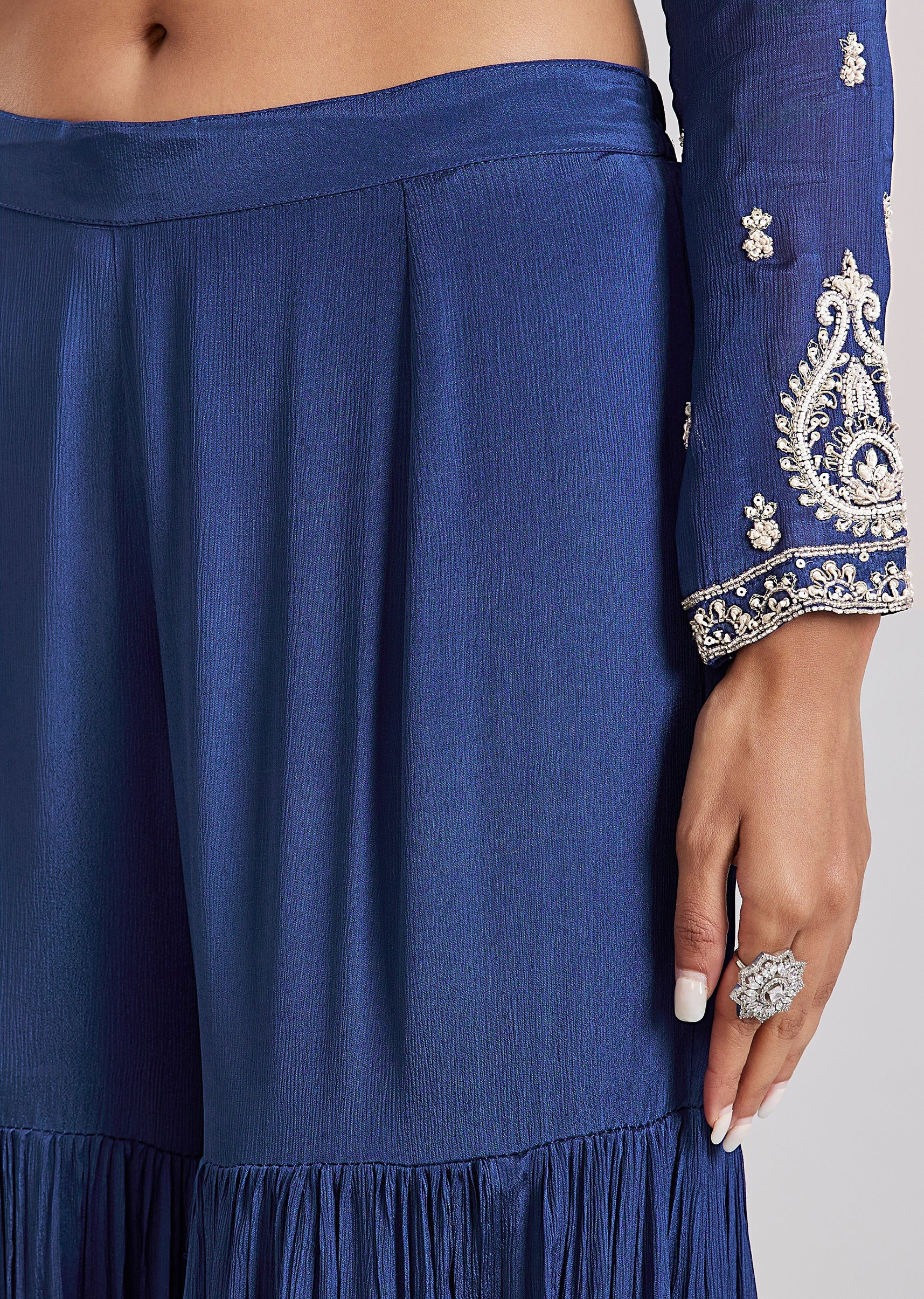 Blue Embroidered Sharara Set - Image 6
