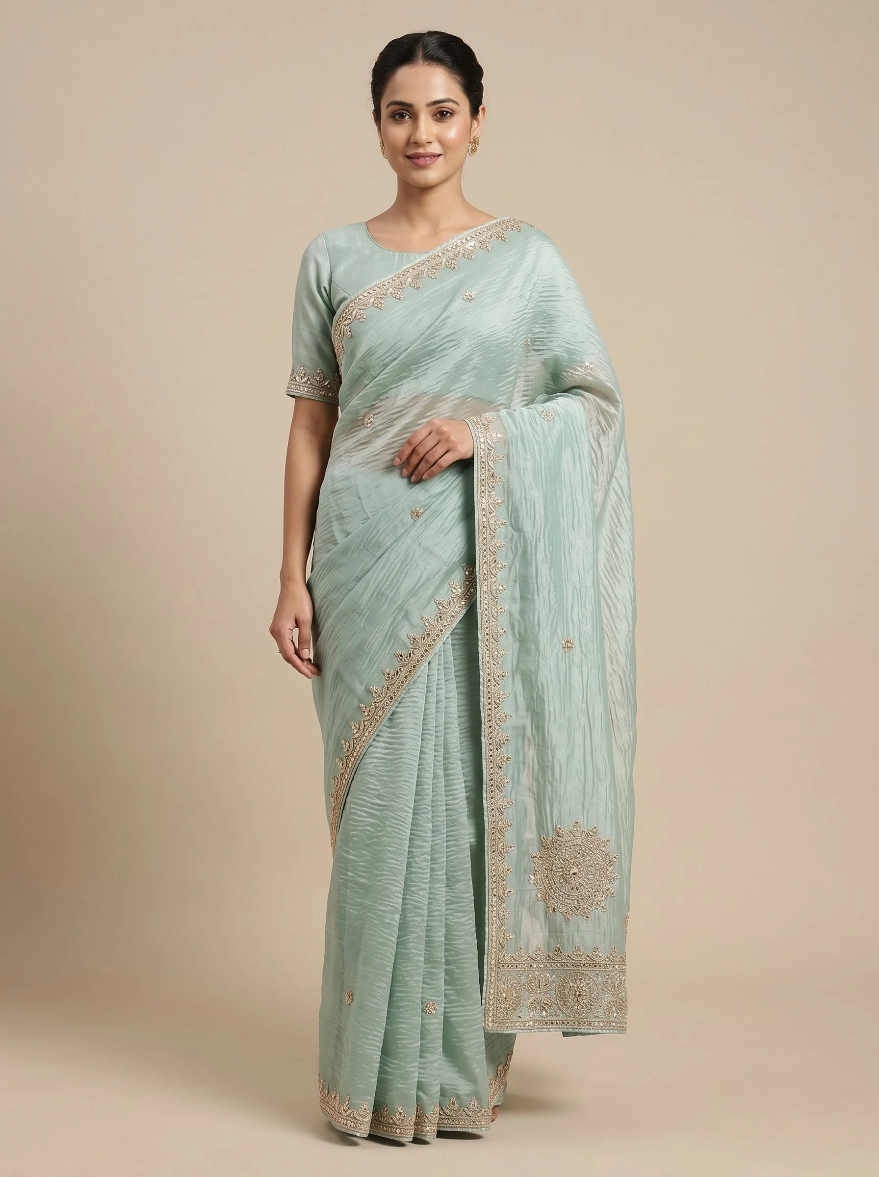 Blue Ethereal Embroidered Saree