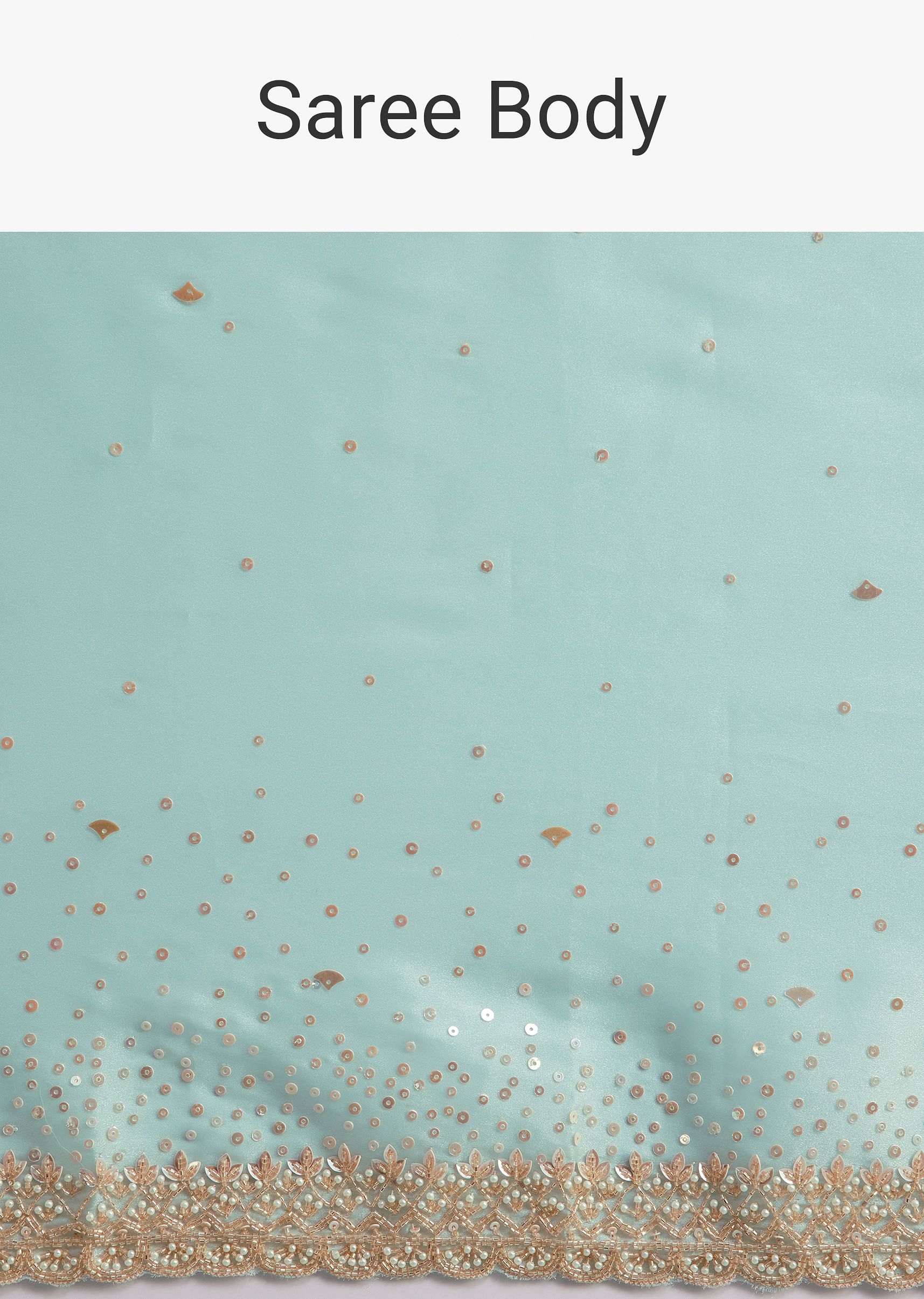 Blue Glass Tissue Saree With Cutdana Sequin And Beaded Embroidery - Image 9