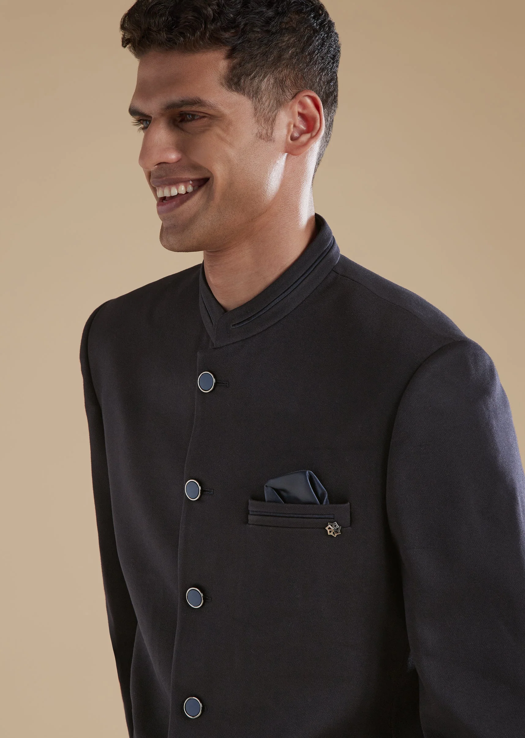 Blue Jodhpuri Set In Classic Plain Finish - Image 2