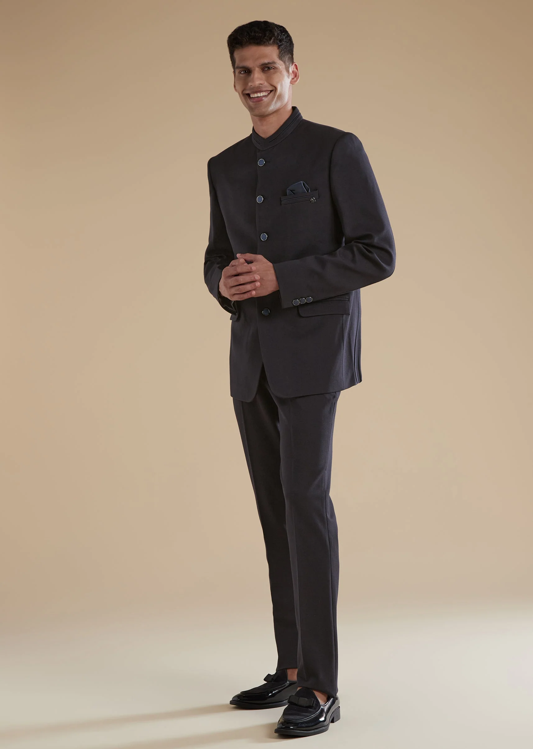 Blue Jodhpuri Set In Classic Plain Finish - Image 3