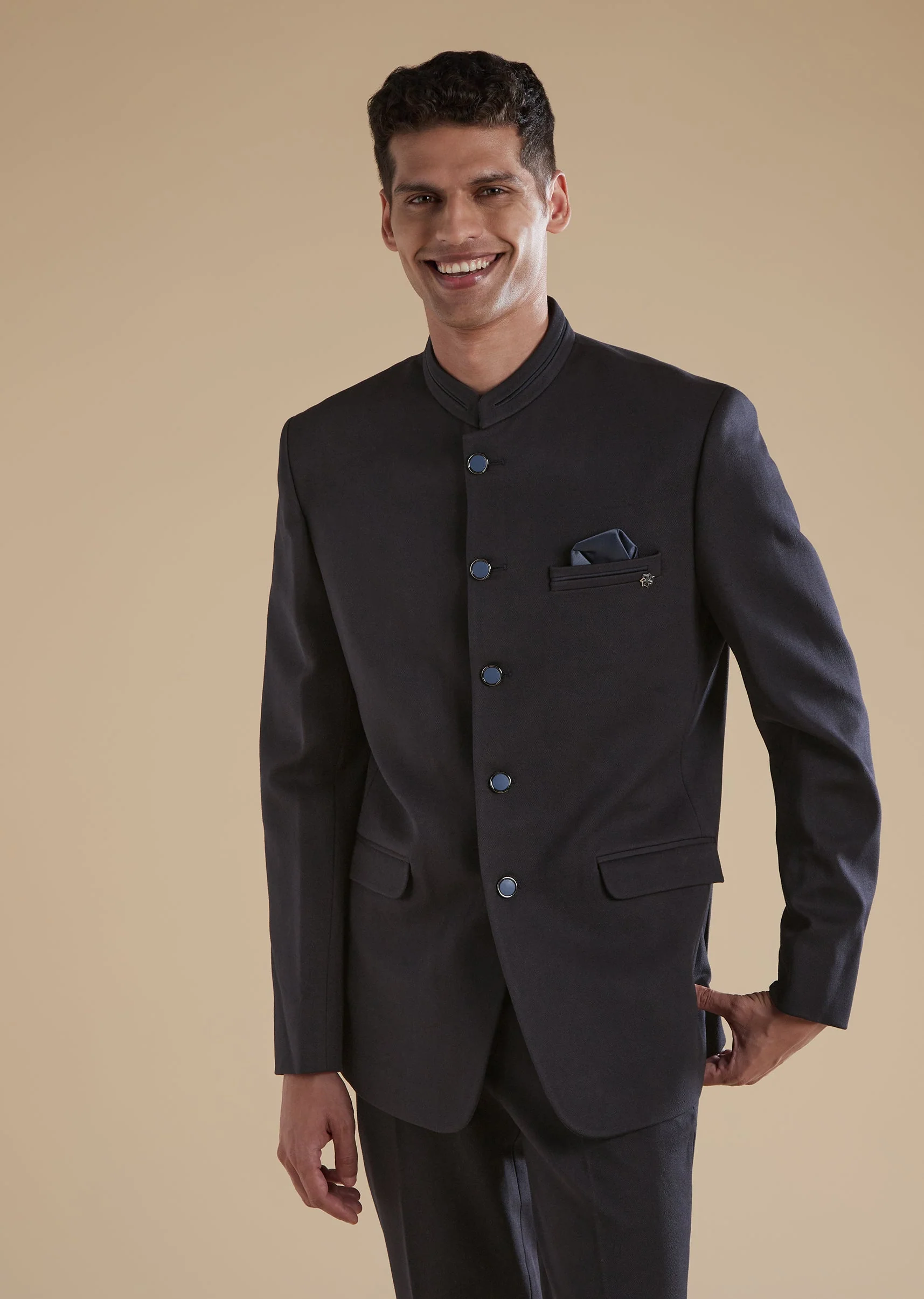 Blue Jodhpuri Set In Classic Plain Finish - Image 4