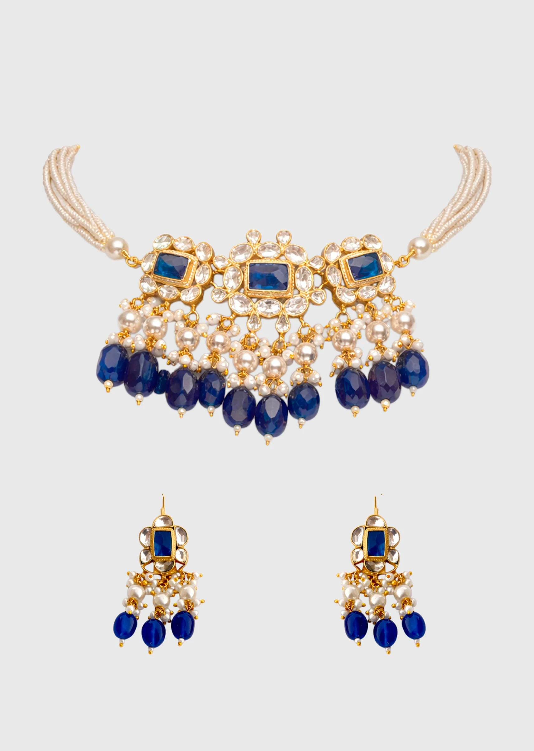 Blue Kundan Necklace Set