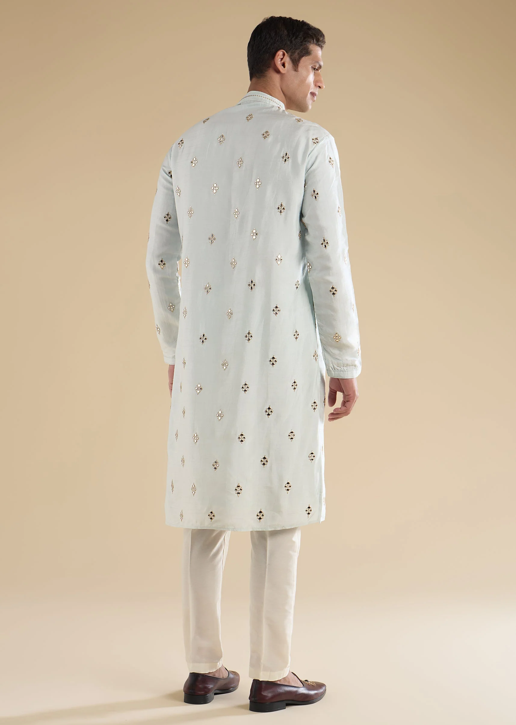 Blue Mirror Detail Kurta Set - Image 5