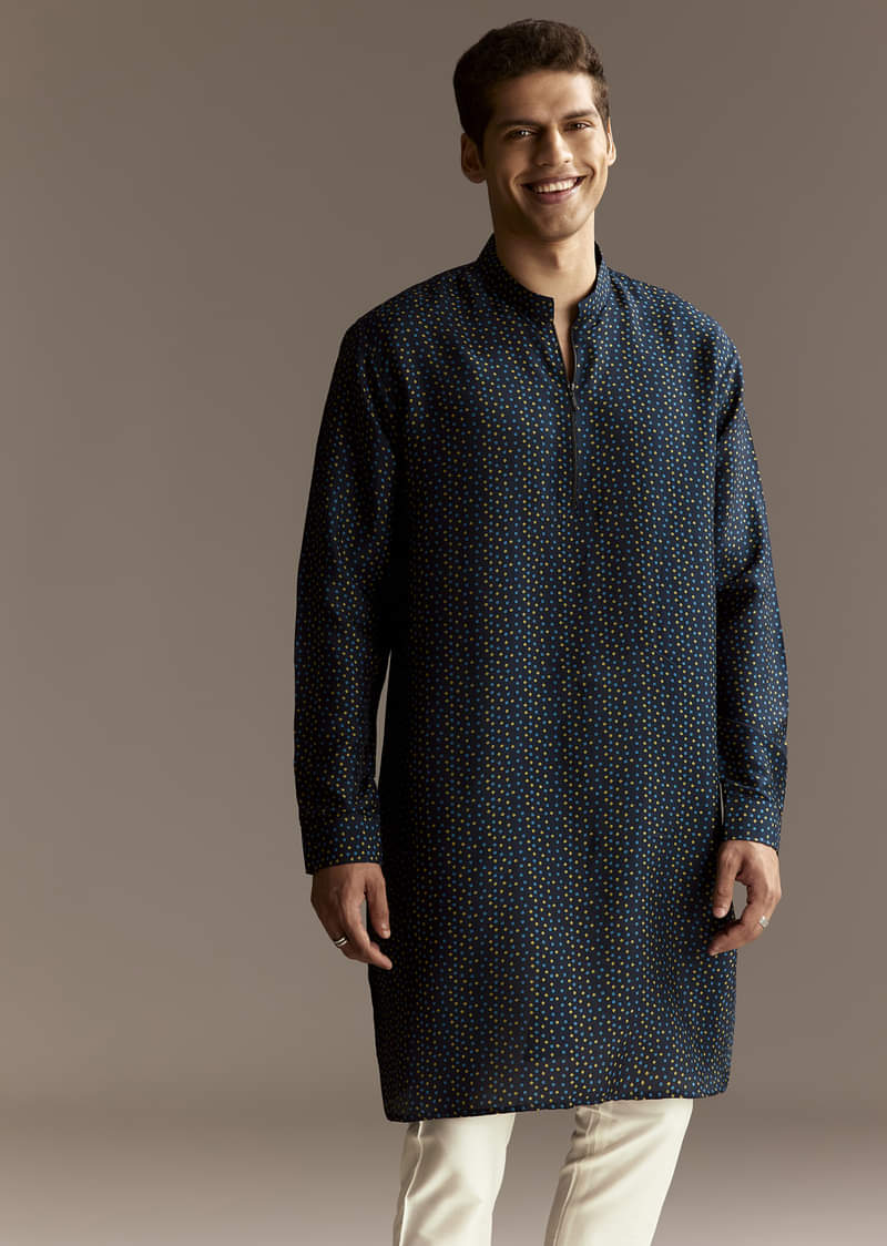 Blue Mirror Work Jacket Set - Image 5
