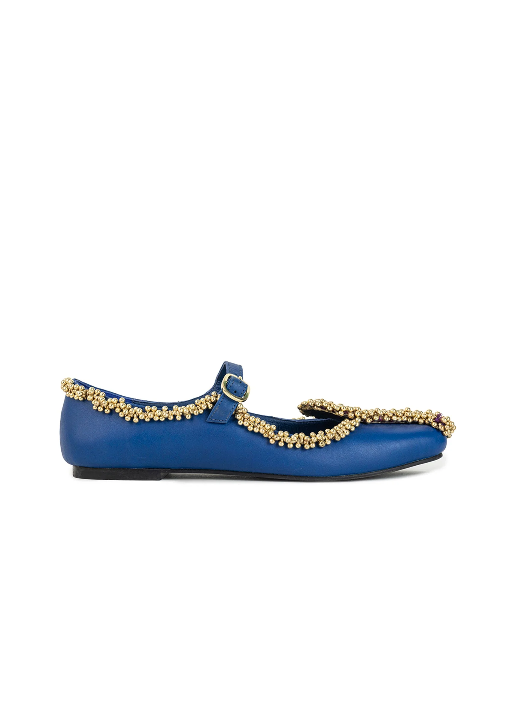 Blue Paisley Motif Faux Leather Embellished Juttis - Image 6